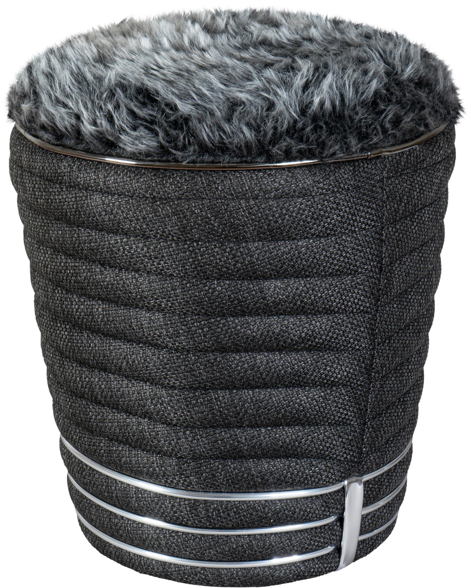 HOCKER DORIC 345 - Anthrazit/Graphitfarben, Design, Textil (42/50cm) - Kayoom