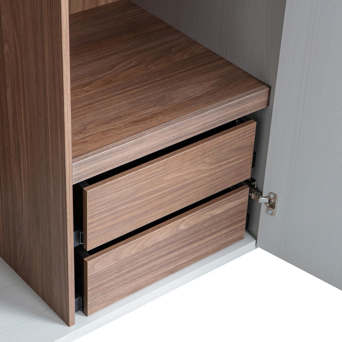 DREHTÜRENSCHRANK Rens, Grau B: 110 cm - Walnussfarben/Grau, Design, Holz (110/210/58cm) - Livetastic