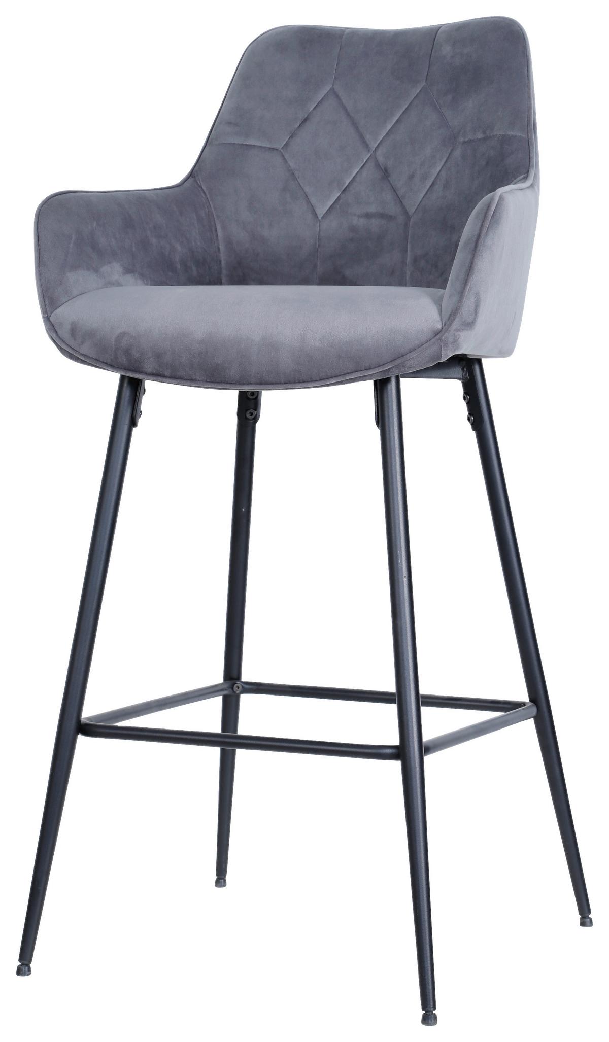 STOŁEK BAROWY DAISY - czarny/szary, Modern, metal/drewno (54/109/53cm) - MID.YOU