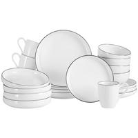 SERWIS OBIADOWO-ŚNIADANIOWY OSLO - czarny/biały, Design, ceramika - Novel