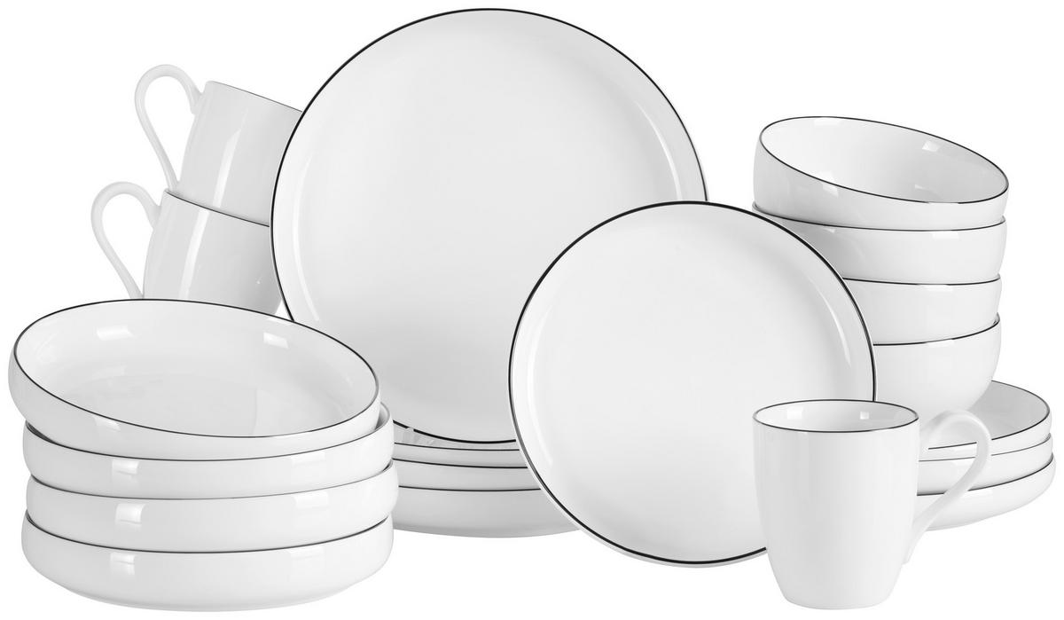 SERWIS OBIADOWO-ŚNIADANIOWY OSLO - czarny/biały, Design, ceramika - Novel