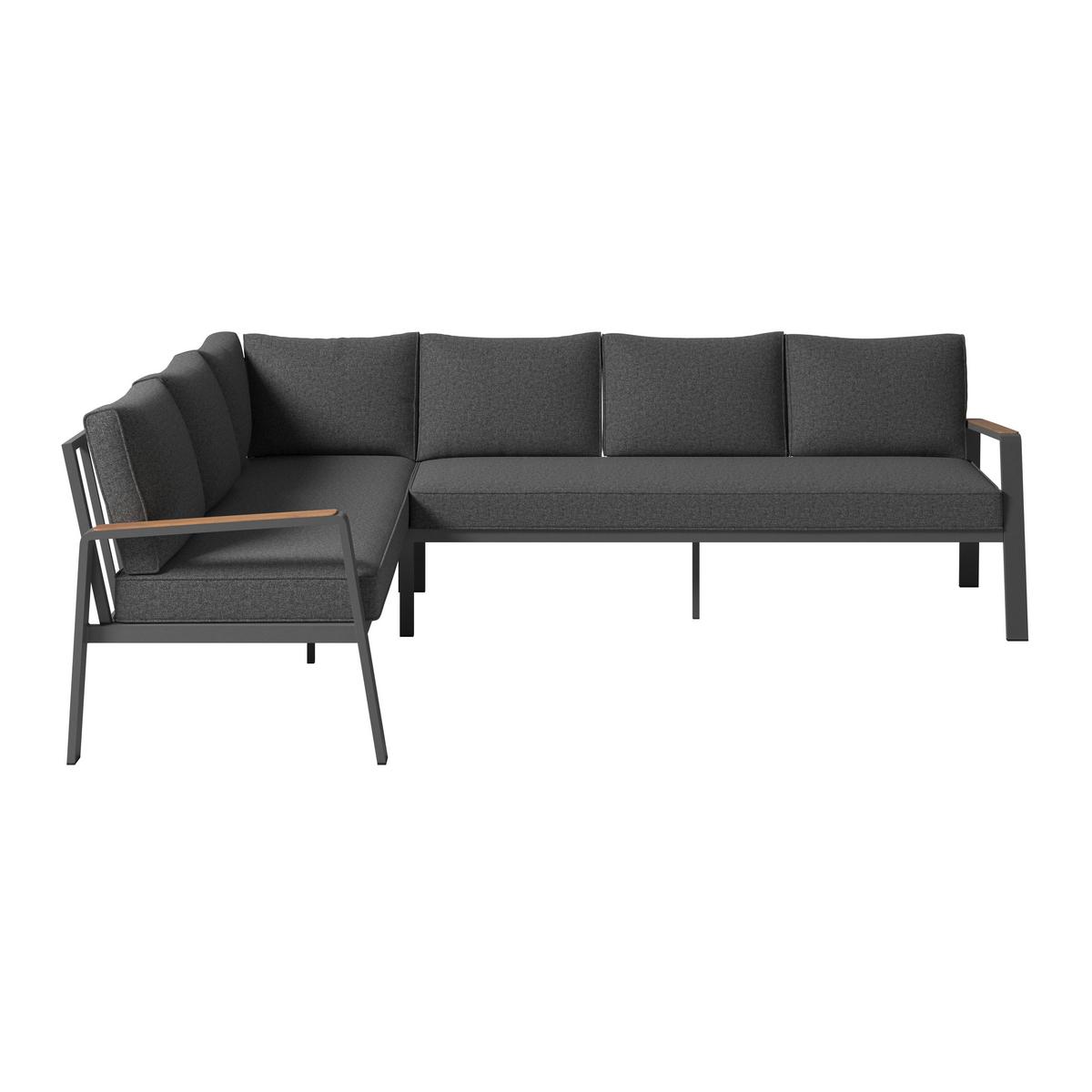 Lounge Garnitura Lecce, Rjava, Antracit, 4-Delno - črna/antracit, Moderno, kovina/steklo (194/255cm) - Beldano