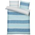 Bettwäsche Ibena Baumwollsatin - Türkis/Weiß, MODERN, Textil (135x200/80x80cm) - IBENA