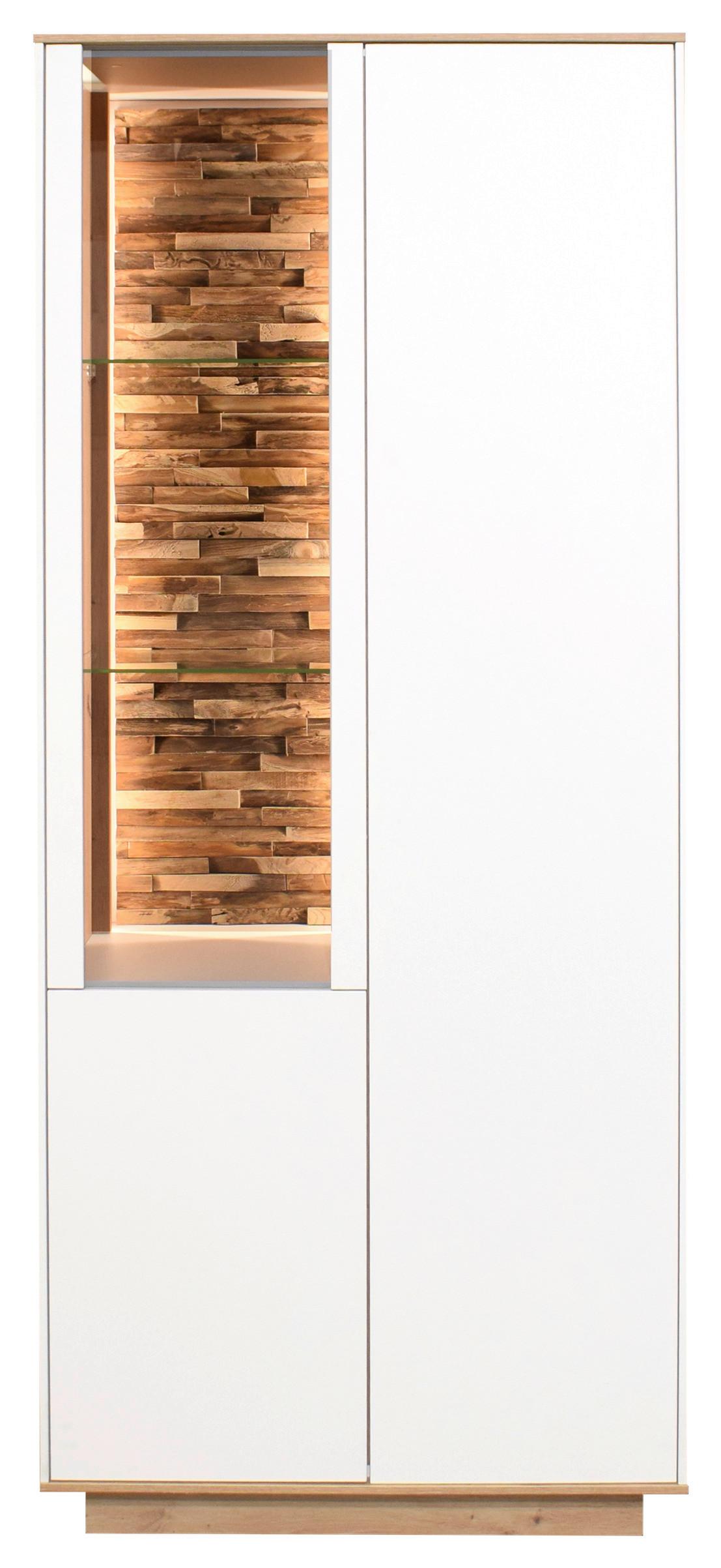 Vitrina Halvar - bela/hrast artisan, Moderno, pločasti materijal (81/186/42cm) - Modern Living