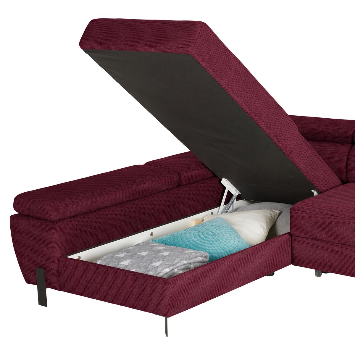 Kutna Garnitura Molina Mini - bordo/crna, Moderno, tekstil/metal (189/277cm) - Mömax