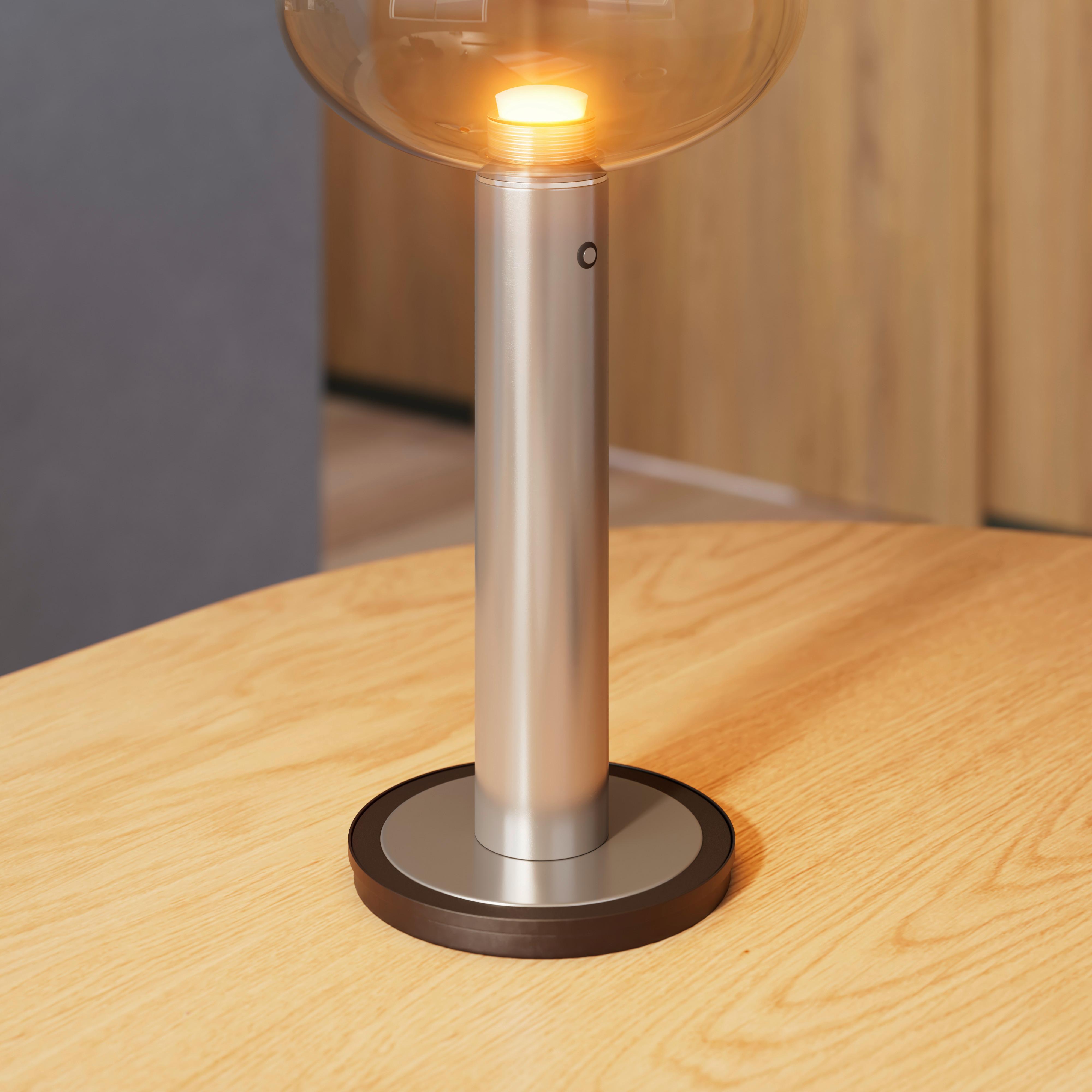 BORDSLAMPA SIOP - bärnstensfärgad/champagne, Modern, metall/glas (20/20/38,5cm)