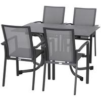 Gartengarnitur Velia 5-tlg. Metall/Textil - Anthrazit/Alufarben, KONVENTIONELL, Keramik/Textil - Siena Garden