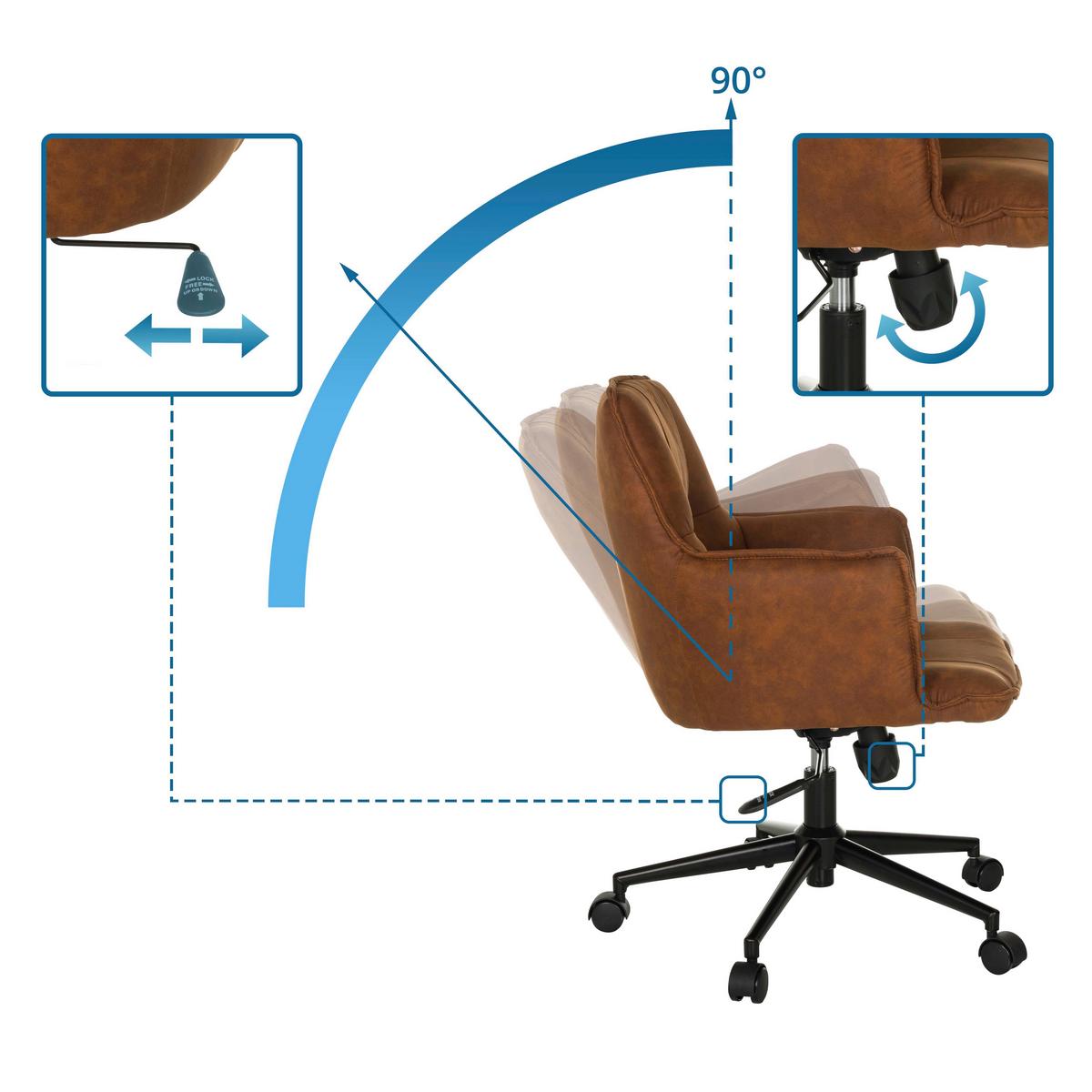 Drehstuhl Solao Life Braun - Schwarz/Braun, MODERN, Kunststoff/Textil (54/85/70cm) - MID.YOU