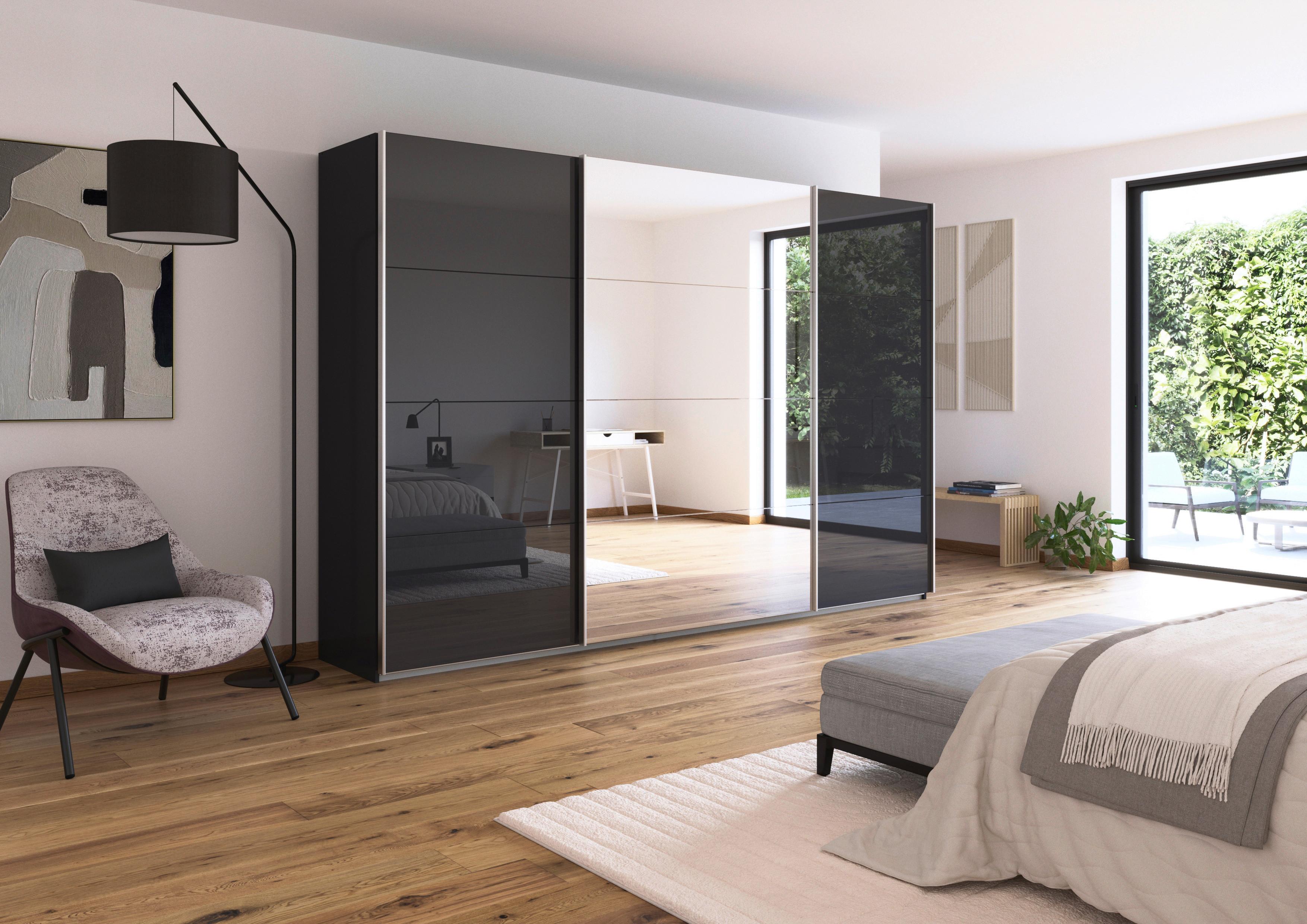 DULAP USI CULISANTE FELDKIRCH - argintiu/antracit, Modern, sticlă/material pe bază de lemn (315/210/62cm)