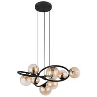 HÄNGELEUCHTE 56141-8H - Klar/Schwarz, Design, Glas/Metall (65/120cm) - Globo