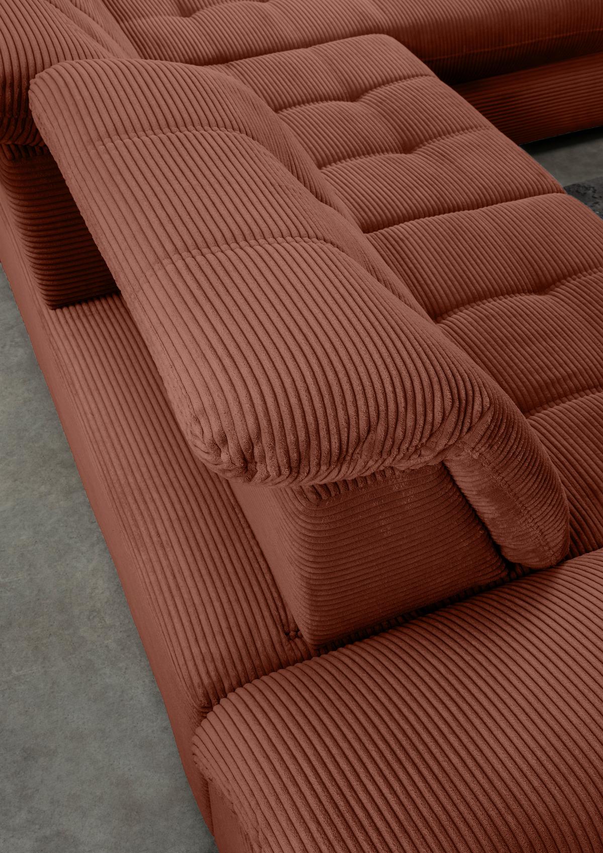 Ecksofa mit Bettkasten Rigatti ca. 314x184 cm Koralle - Koralle/Schwarz, MODERN, Textil/Metall (314/184cm) - Livetastic
