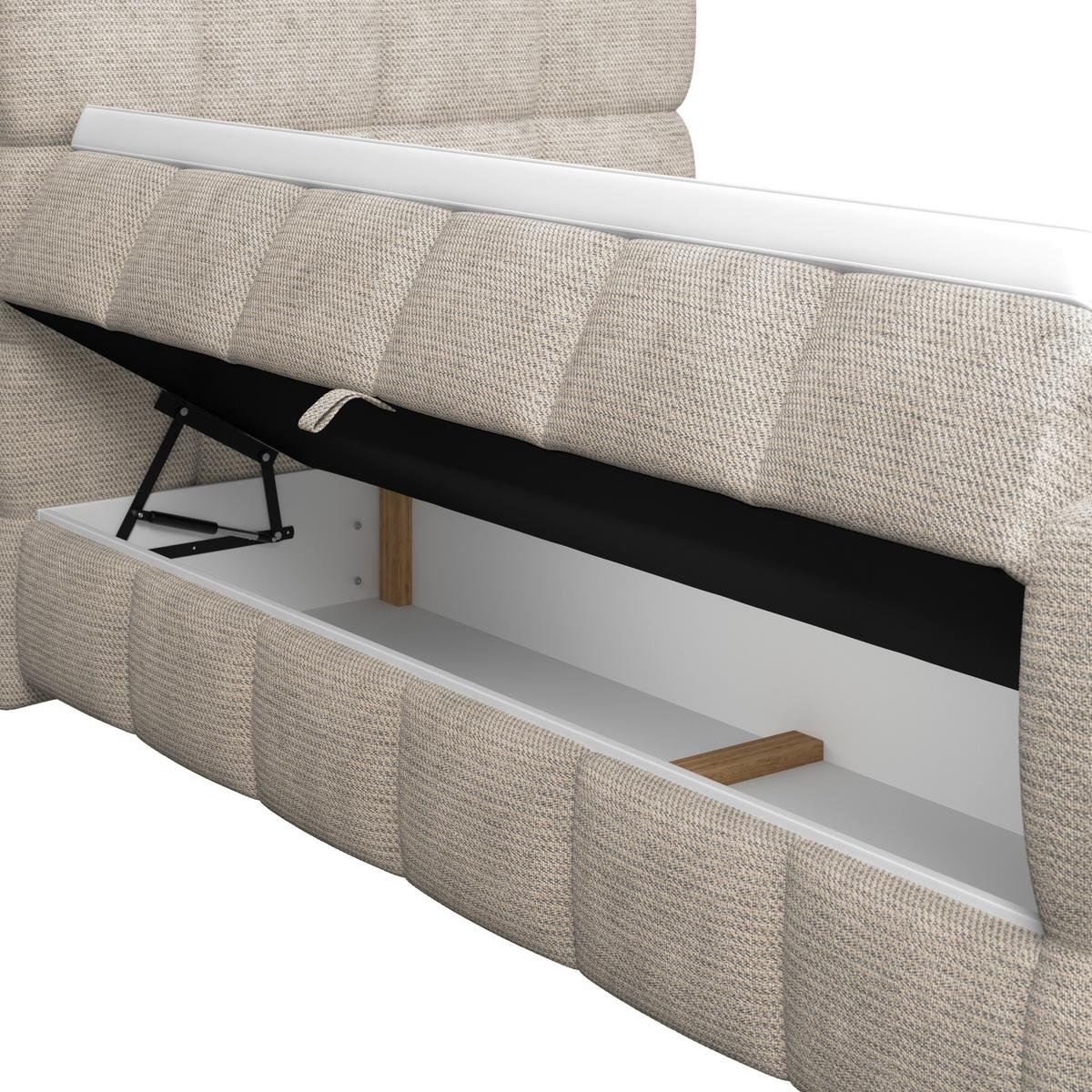 Postelja Boxspring Brisbane, Bež, 140x220 - črna/bež, Trend, kovina/umetna masa (140/220cm) - Premium Living