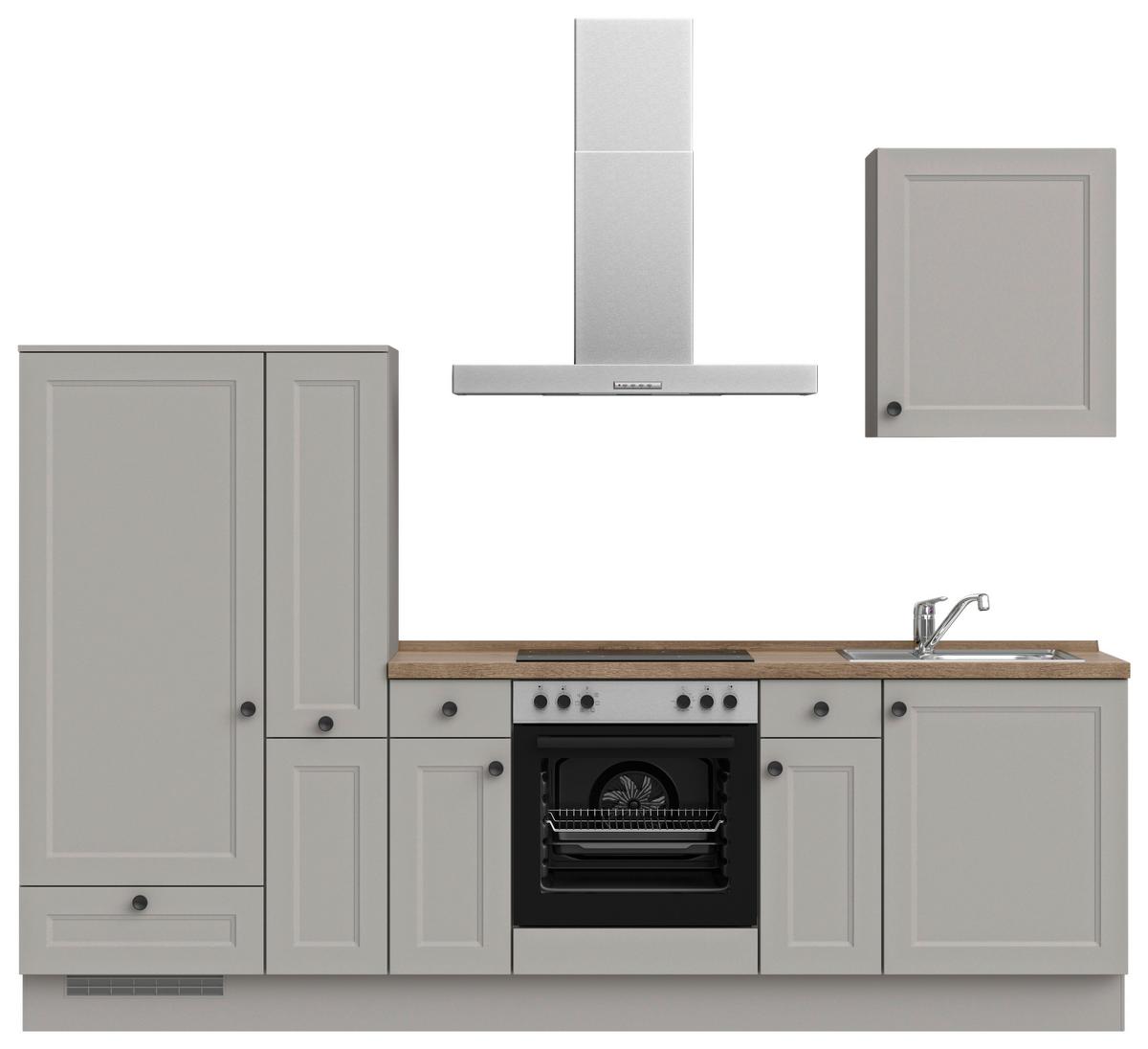 Küchenblock Cascada Low m. Geräten Grau - Eiche dunkel/Schwarz, MODERN, Holzwerkstoff/Metall (270cm) - Nobilia