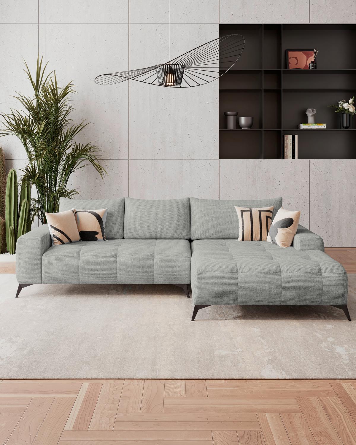 Kutna Garnitura Mauro - svijetlo siva/crna, Trend, tekstil/metal (290/175cm) - Luca Bessoni