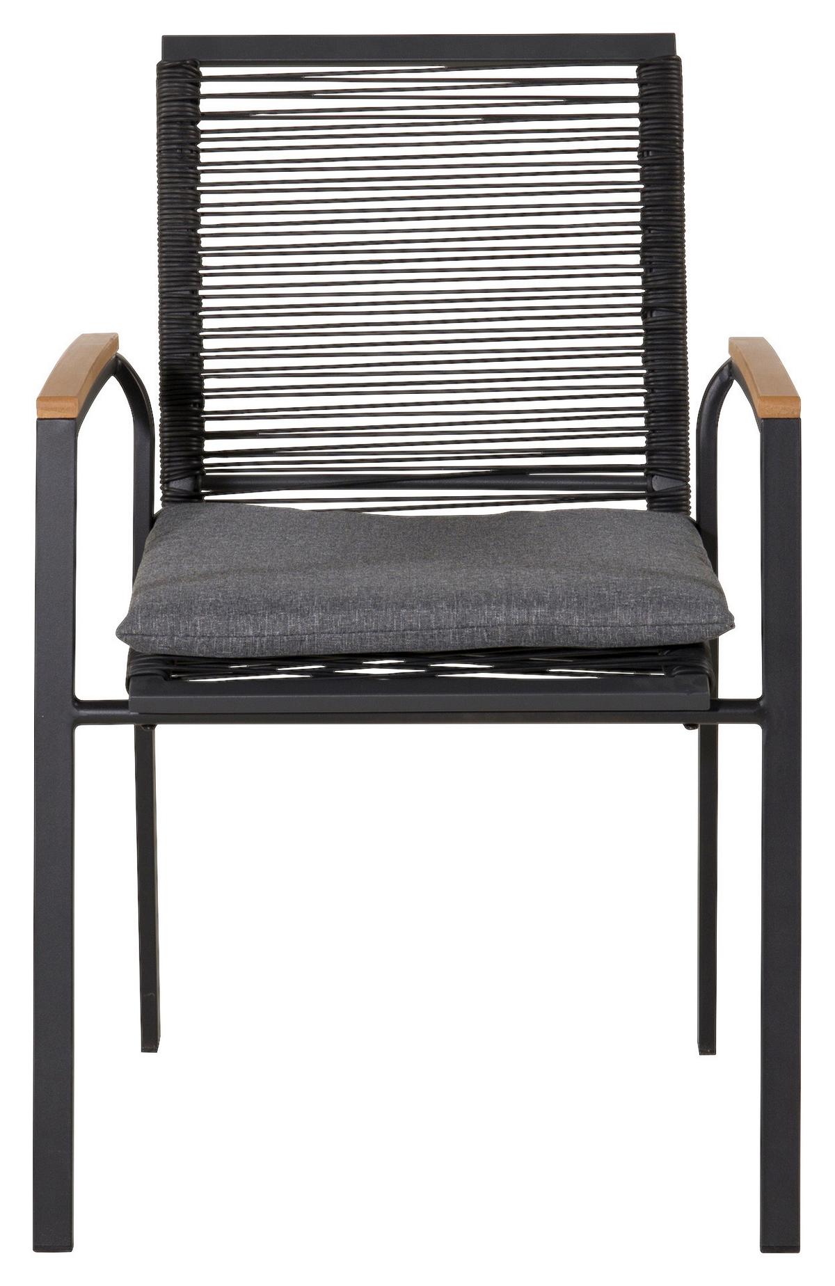 Gartenstuhl 2er-Set Dallas ca. 57x83,5x63,5 cm Schwarz - Schwarz/Akaziefarben, KONVENTIONELL, Holz/Kunststoff (57/83,5/63,5cm) - Gardenson