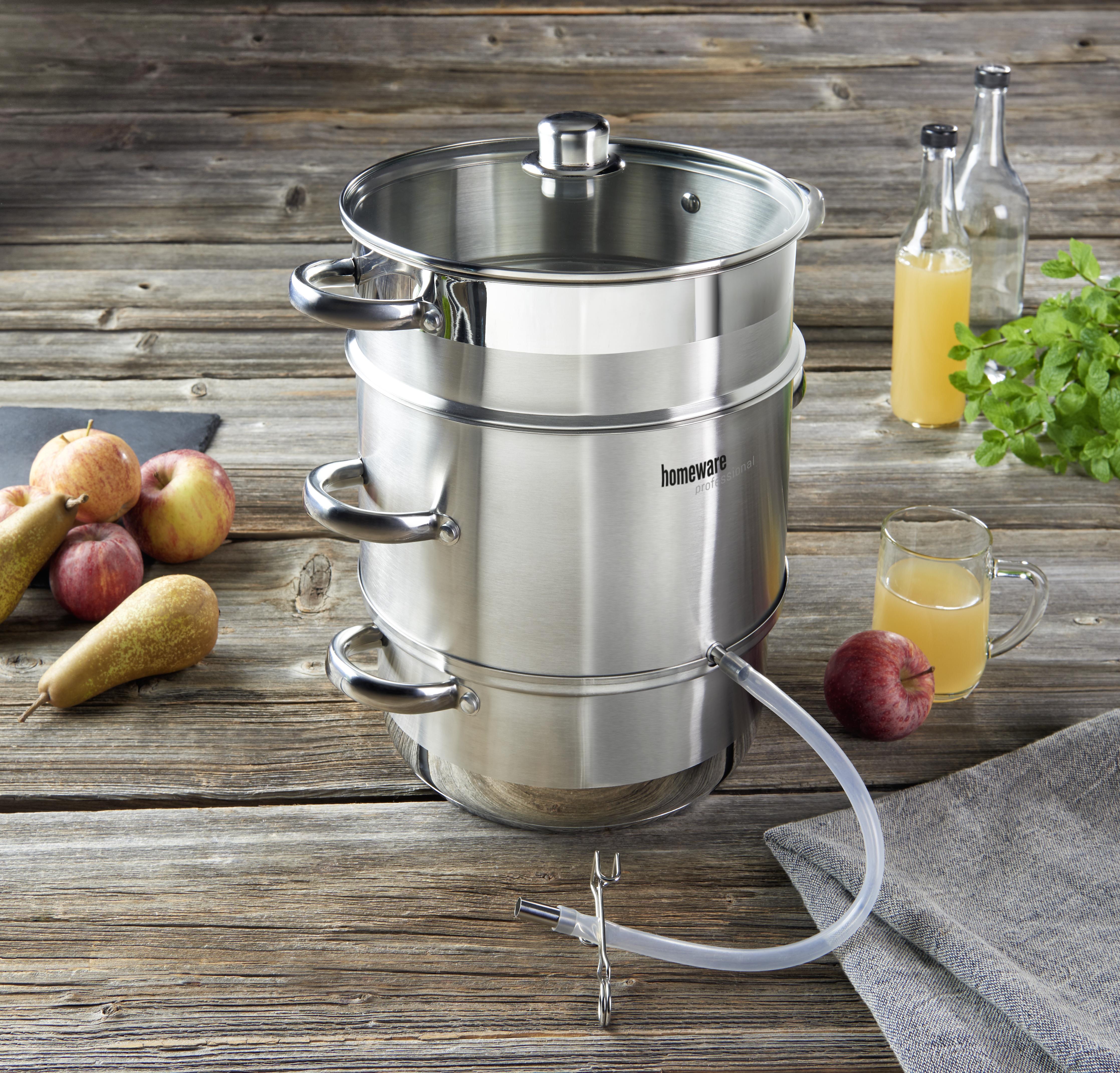 SOKOWIRÓWKA PAROWA BASIC COOKING - kolor stalowy/przezroczysty, Basics, metal/szkło (28cm) - Homeware Profession.