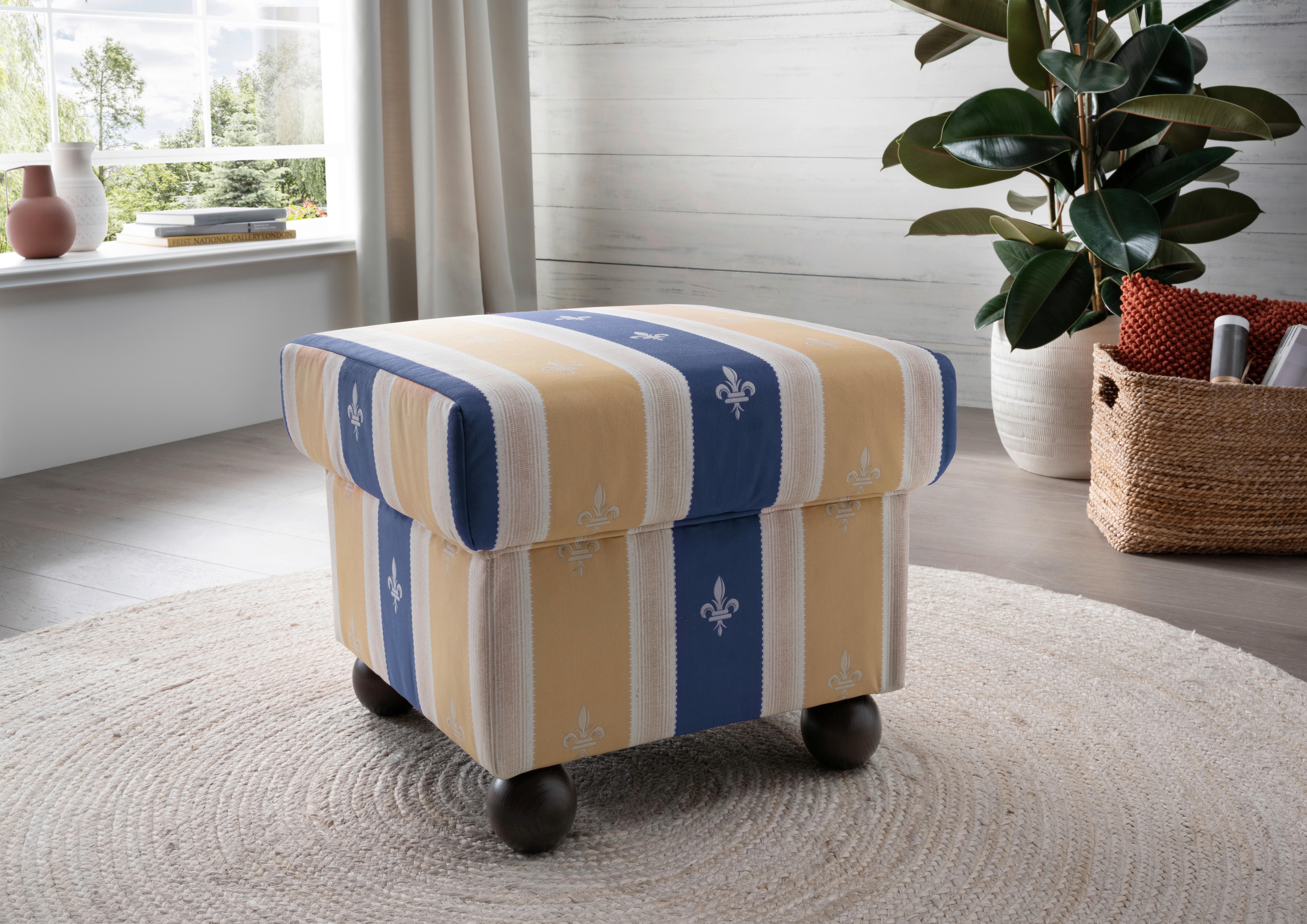 Hocker Torello Blau Mikrofaser - Blau/Wengefarben, KONVENTIONELL, Holz/Textil (56/46/56cm) - Livetastic