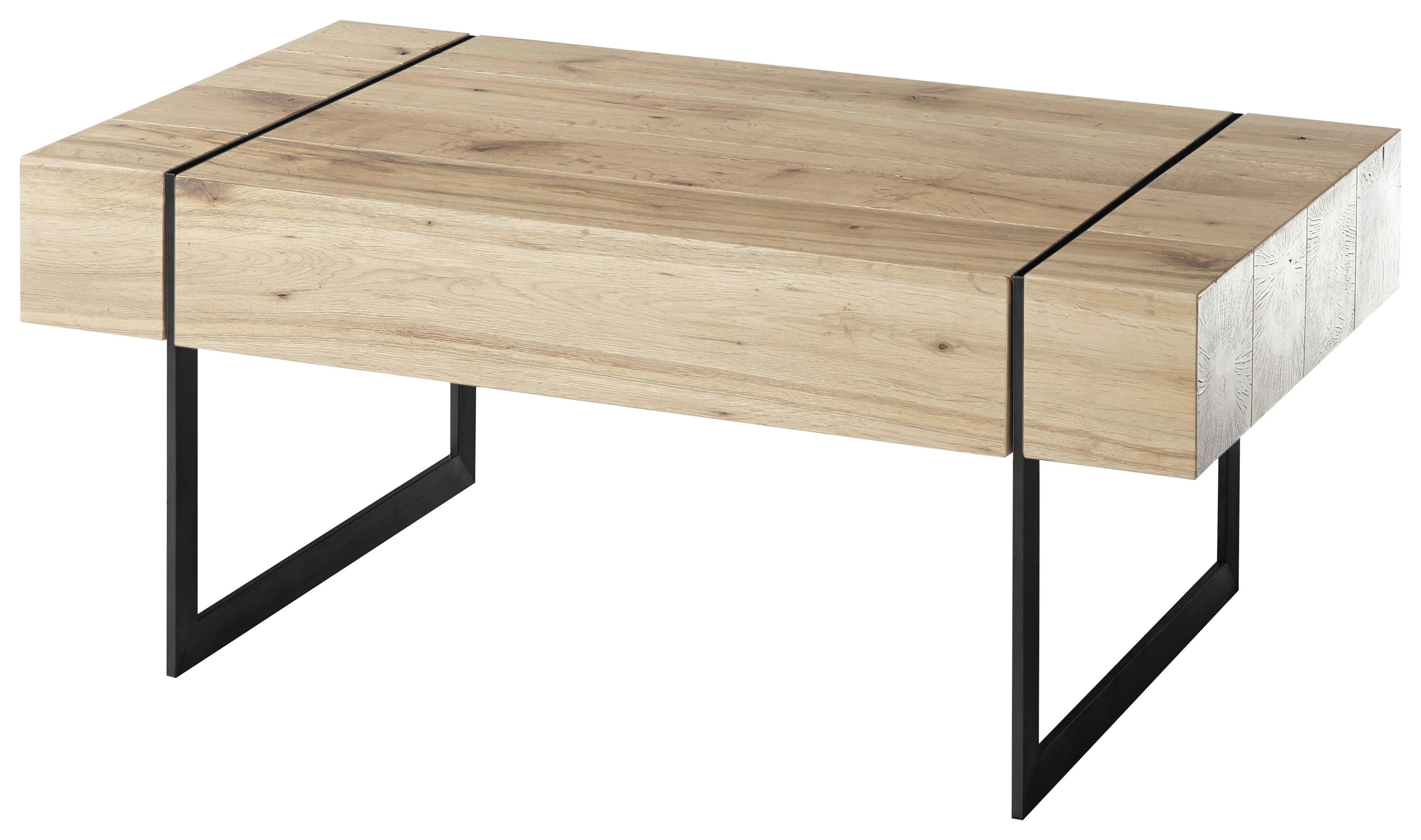 Couchtisch Paphos in Schwarz/Eichefarben - Eichefarben/Schwarz, Natur, Holzwerkstoff/Metall (110/45/60cm) - Zandiara