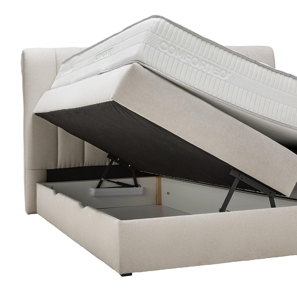 Boxspringbett Belano Creme ca. 200x200cm - Creme, KONVENTIONELL, Holz/Holzwerkstoff (200/200cm) - Premium Living
