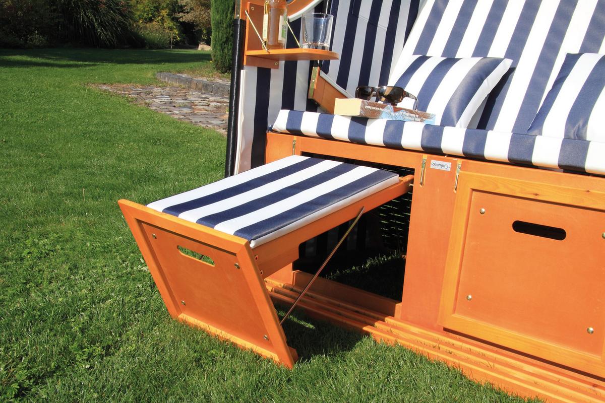 Ležalnik Za Plažo Sylt - modra/bela, Basics, tekstil/les (116/160/72cm) - Acamp