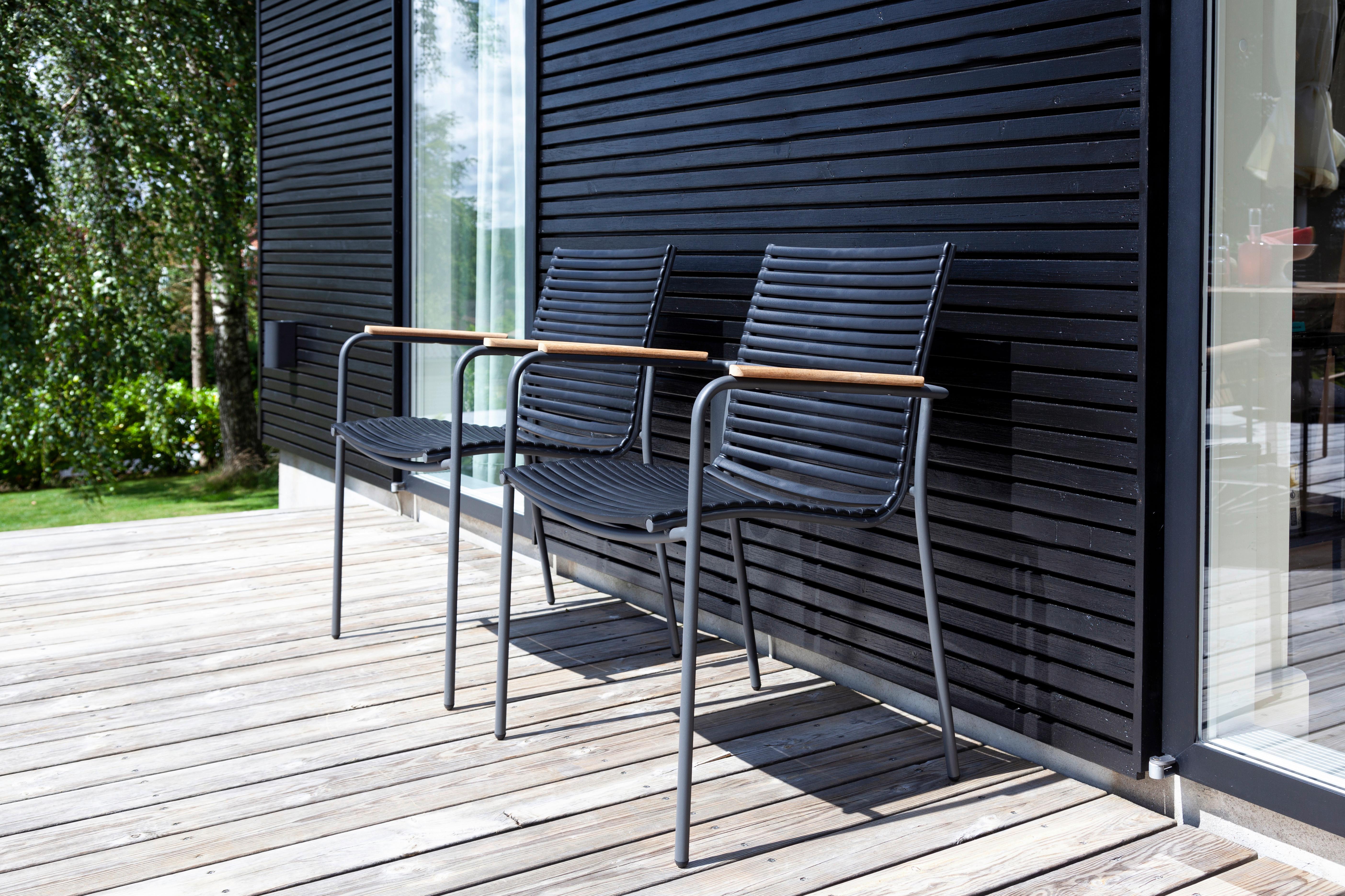 Stapelstuhl Mood Classic Anthrazit/Teakholz - Anthrazit/Schwarz, KONVENTIONELL, Holz/Kunststoff (60/84/56cm) - Gardenson