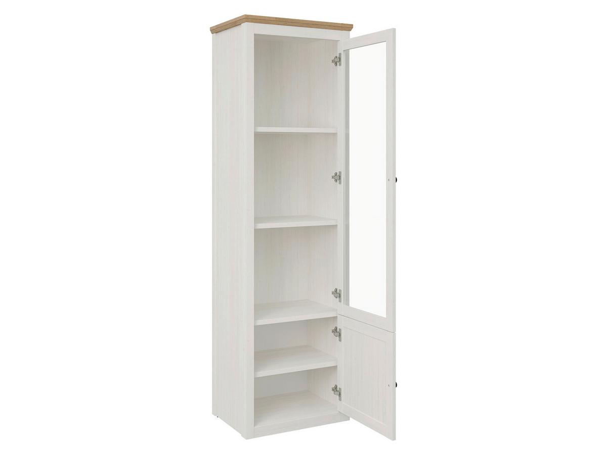 Vitrine Korsika Eichefarben/Weiß - Eichefarben/Schwarz, ROMANTIK / LANDHAUS, Glas/Holzwerkstoff (58,1/195/43cm) - Mömax