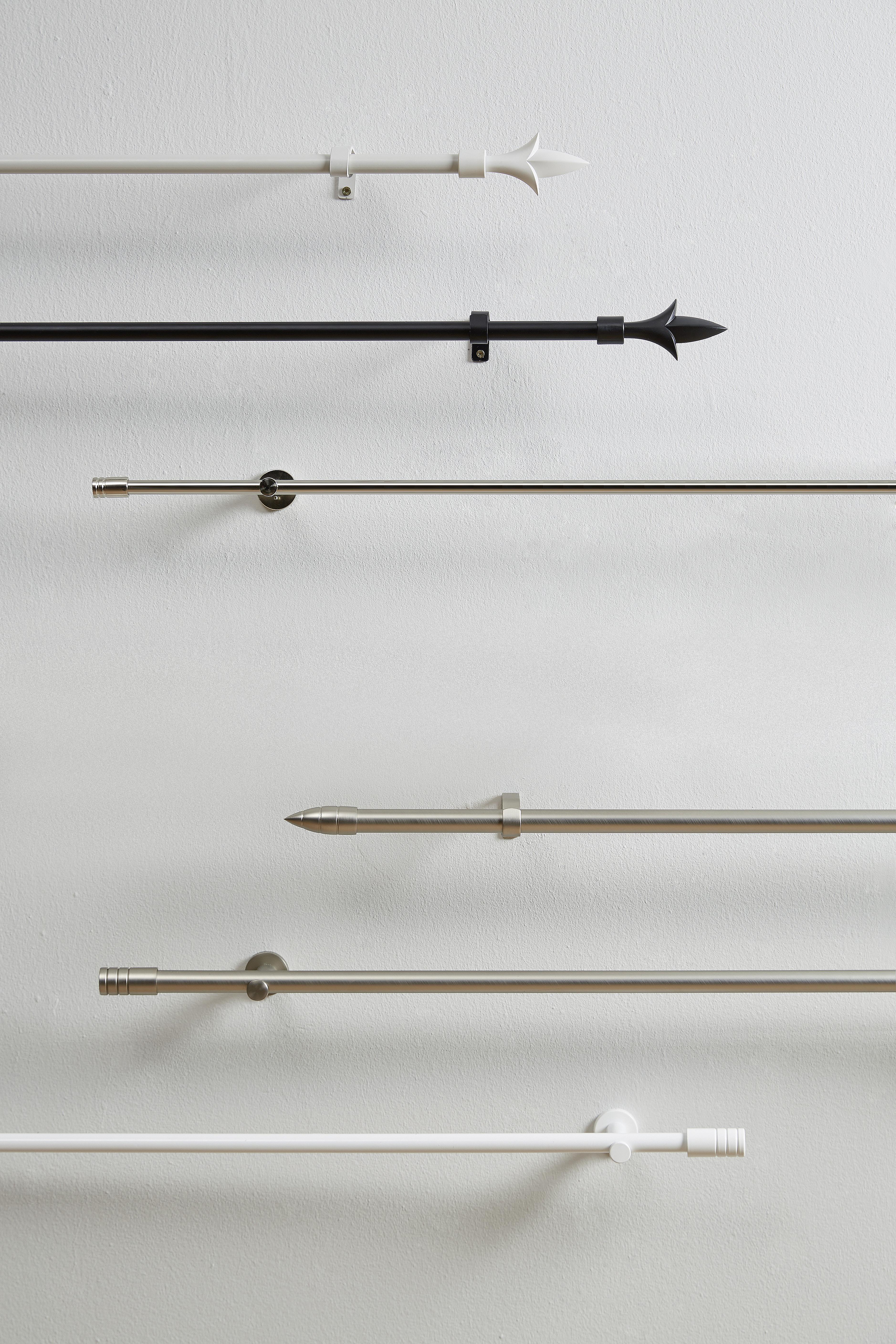 Vorhangstangenset Tonne aus Metall, ca. 200cm - Edelstahlfarben, Metall (200cm) - Modern Living
