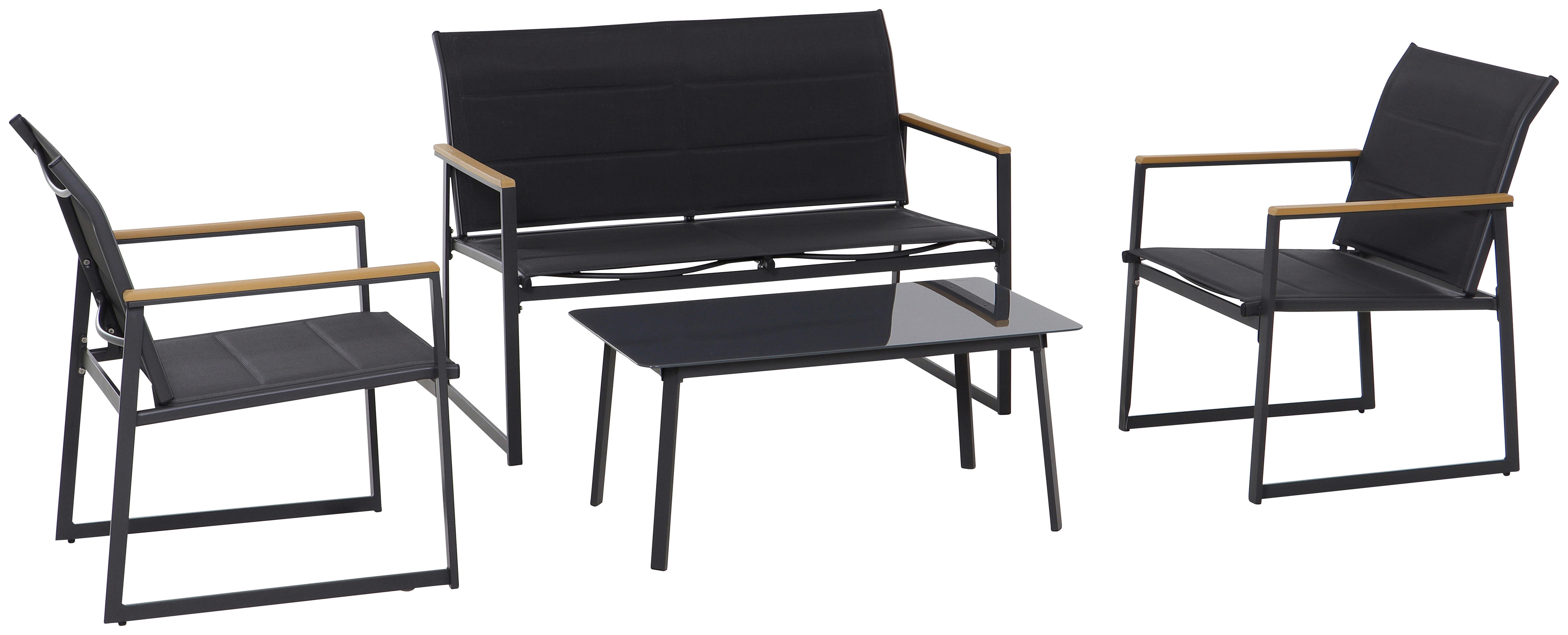 Dining-Loungeset Santos Grau - Grau, MODERN, Glas/Kunststoff (115/83/69cm)