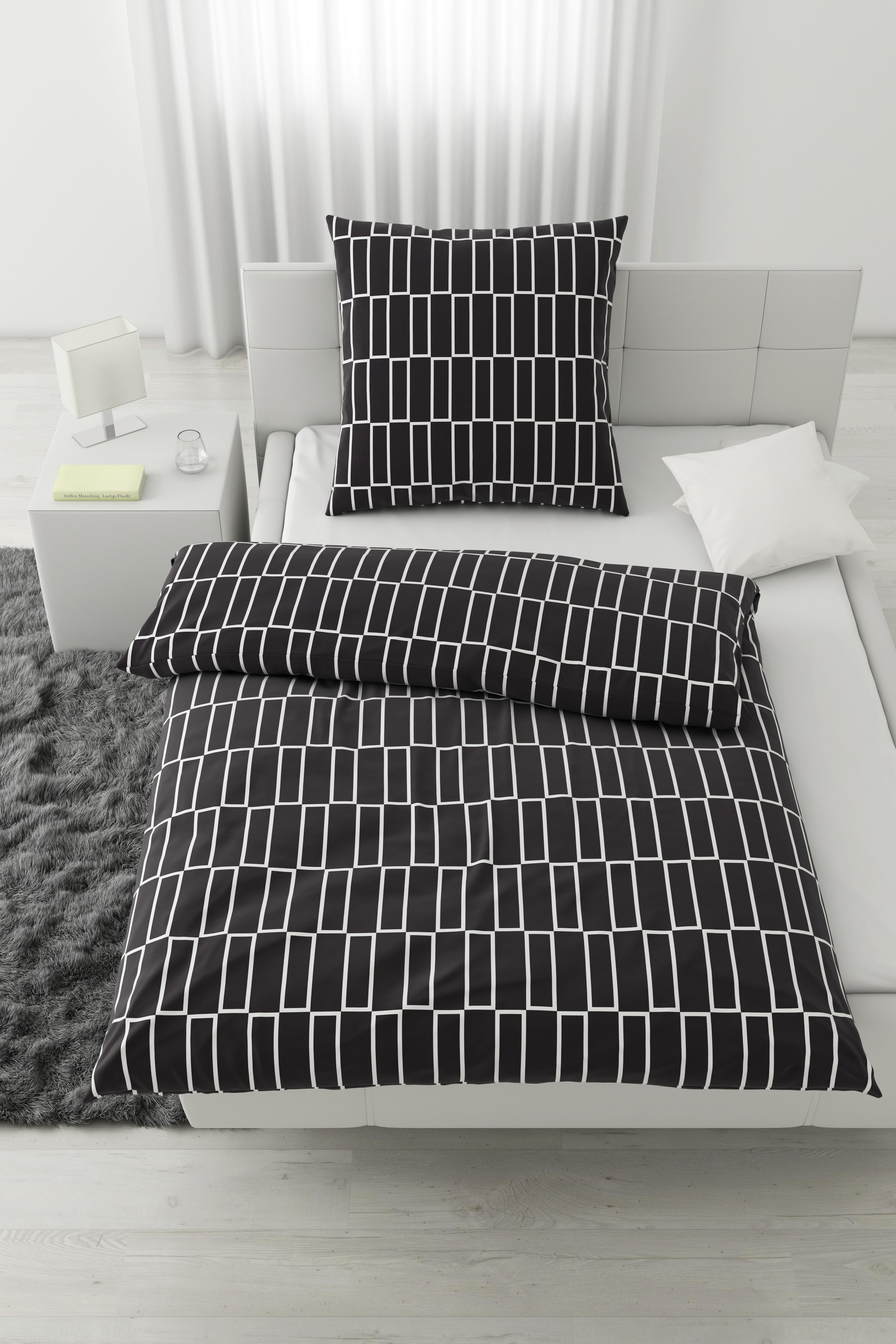 Bettwäsche Brigg in diversen Farben - Taupe/Schwarz, Textil (135/200cm) - Modern Living