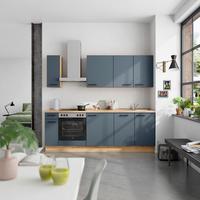 Küchenblock Easytouch Low m. Geräten Dunkelblau - Eichefarben/Schwarz, MODERN, Holzwerkstoff/Metall (240cm) - Nobilia