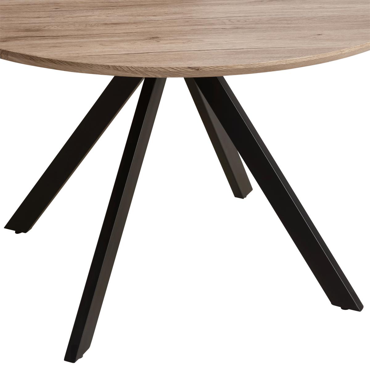 Jedilna Miza Leeds, Ø 120cm - črna/naravne barve, Trendi, kovina/leseni material (120/76/120cm) - Livetastic
