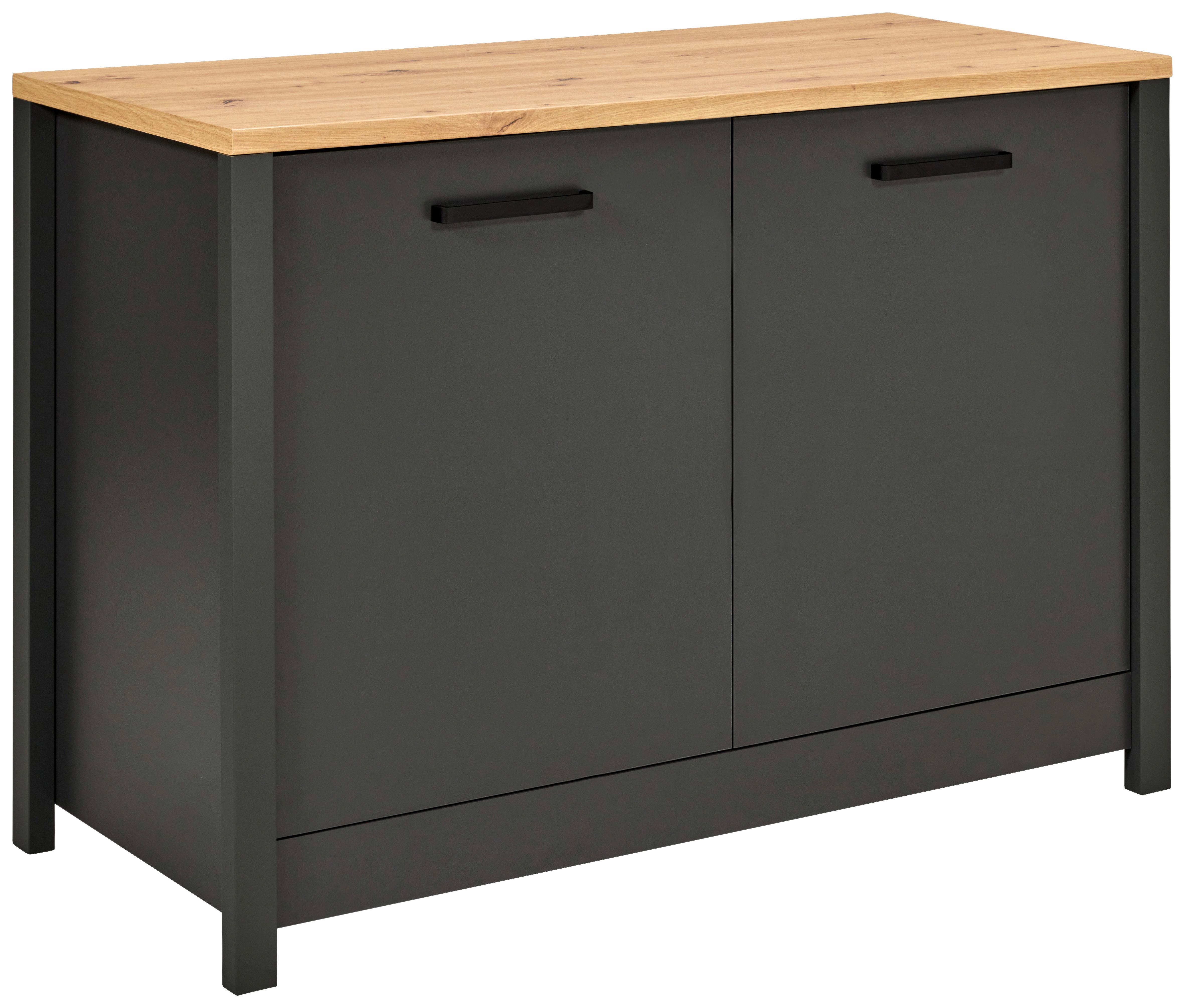 Spülenunterschrank Venet Anthrazit/Artisan Eiche - Anthrazit/Schwarz, ROMANTIK / LANDHAUS, Holzwerkstoff/Metall (130,3/92/60cm) - Mömax