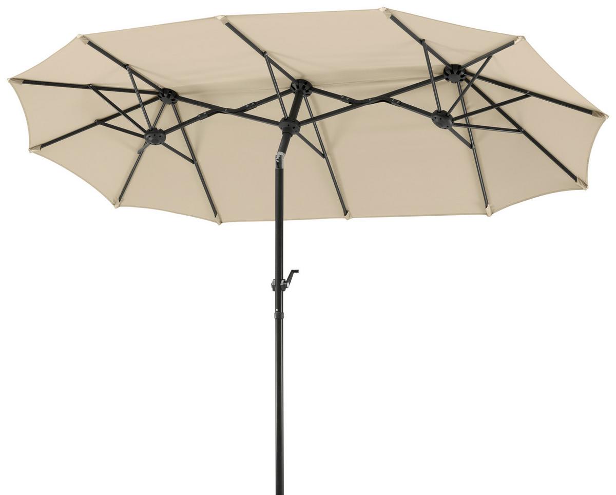 Doppelsonnenschirm Salerno ca.300x220x150cm Naturfarben - Anthrazit/Naturfarben, Basics, Textil/Metall (300/220/150cm) - Schneider