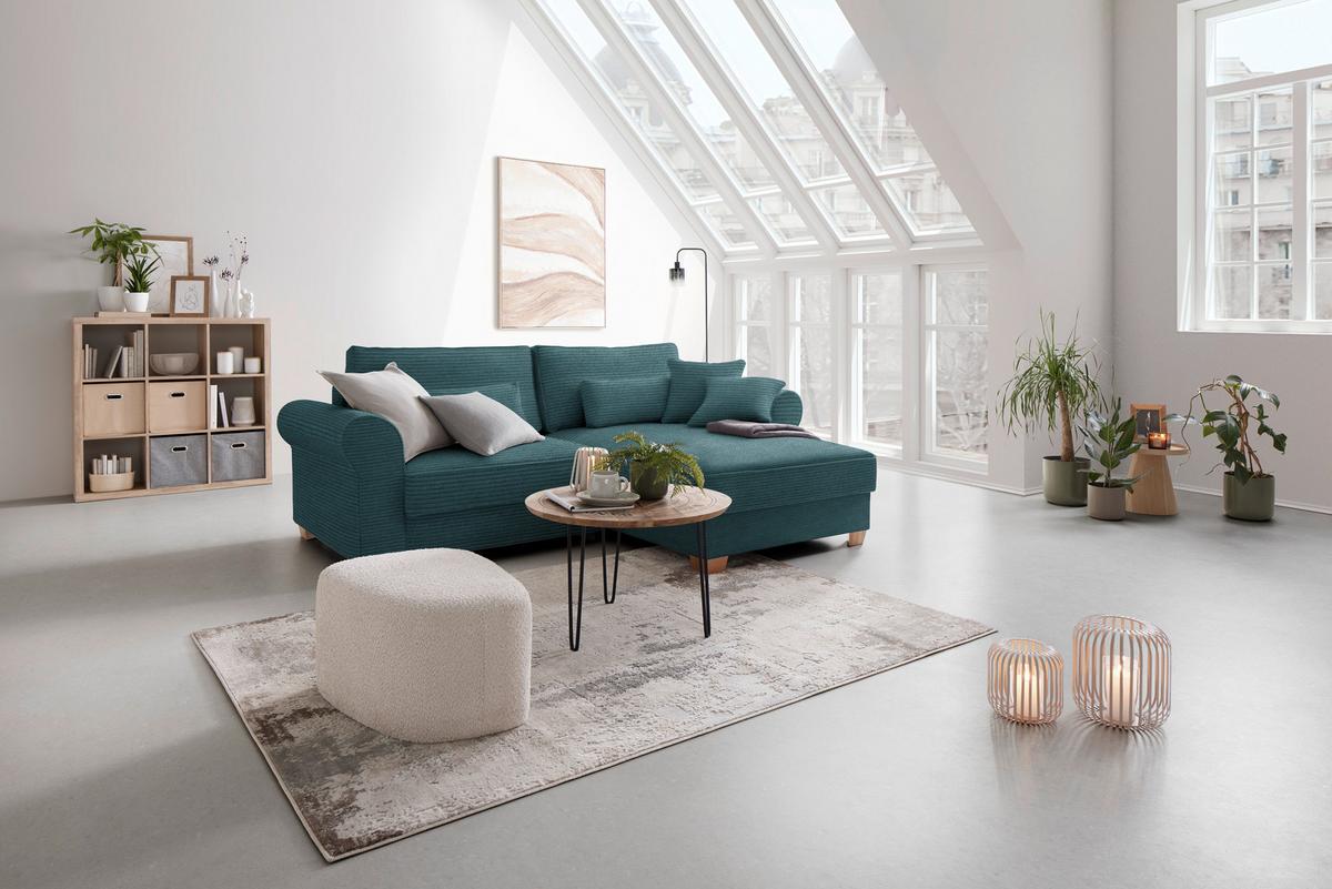 Wohnlandschaft Angelo Petrol - Petrol, Modern, Holz/Holzwerkstoff (255/185cm) - Mömax