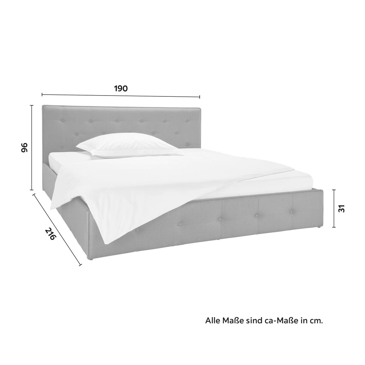 Polsterbett Julie ca. 180x200 cm Dunkelgrau Stauraum - Dunkelgrau/Schwarz, MODERN, Holz/Holzwerkstoff (180/200cm) - Bessagi Home