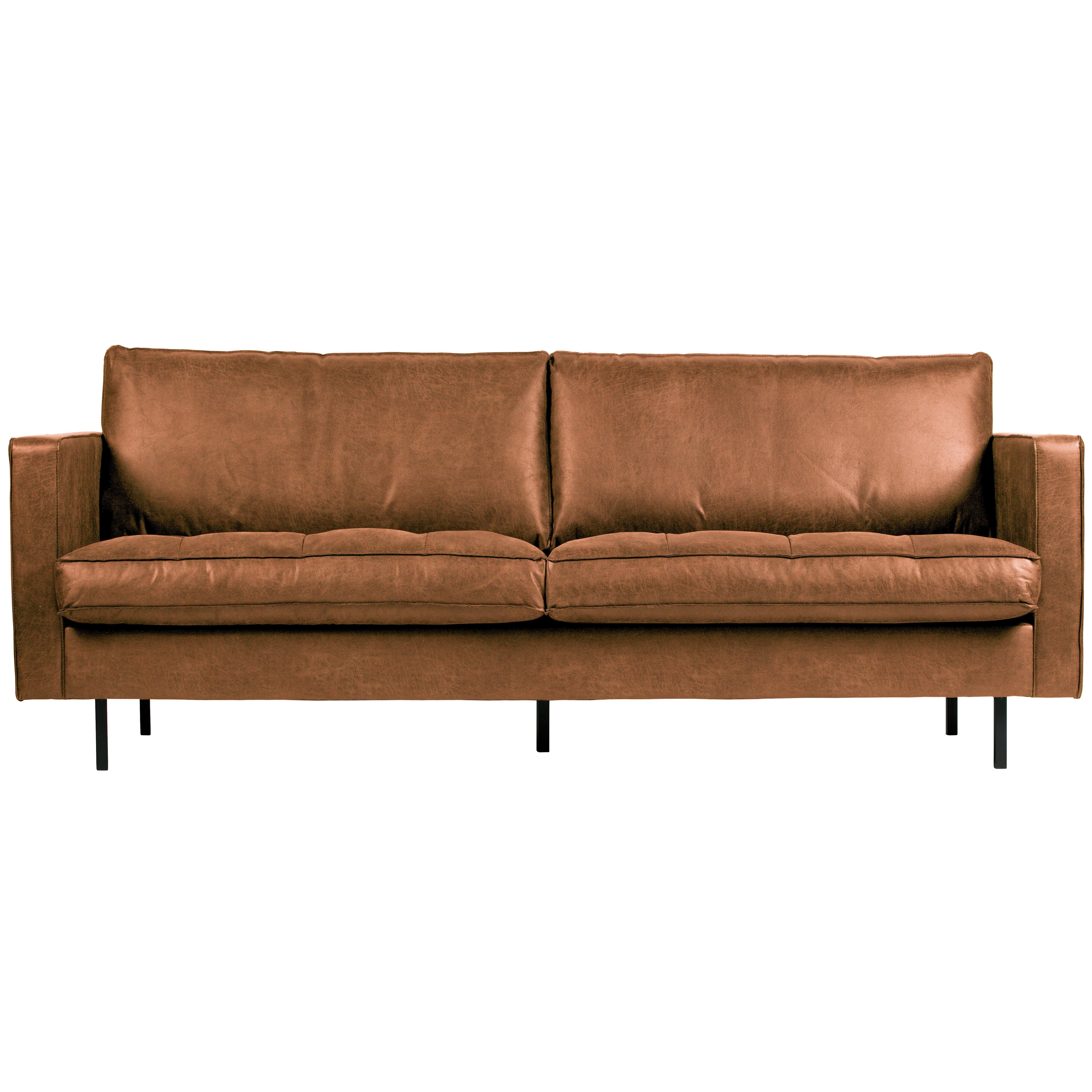 2,5- Sitzer Sofa Rodeo Classic Cognac B: 230cm - Cognac/Schwarz, Design, Leder/Metall (230/83/88cm) - Livetastic