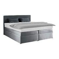 Boxspringbett Rossa in Dunkelgrau ca. 180x200cm - Dunkelgrau/Schwarz, KONVENTIONELL, Holzwerkstoff/Kunststoff (180/200cm) - Mömax