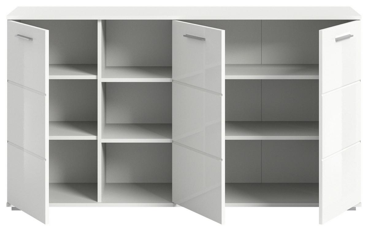 Kommode Prego ca. 150x83 cm Weiß - Weiß Hochglanz, Design, Holzwerkstoff/Kunststoff (150/83/37cm) - Xora