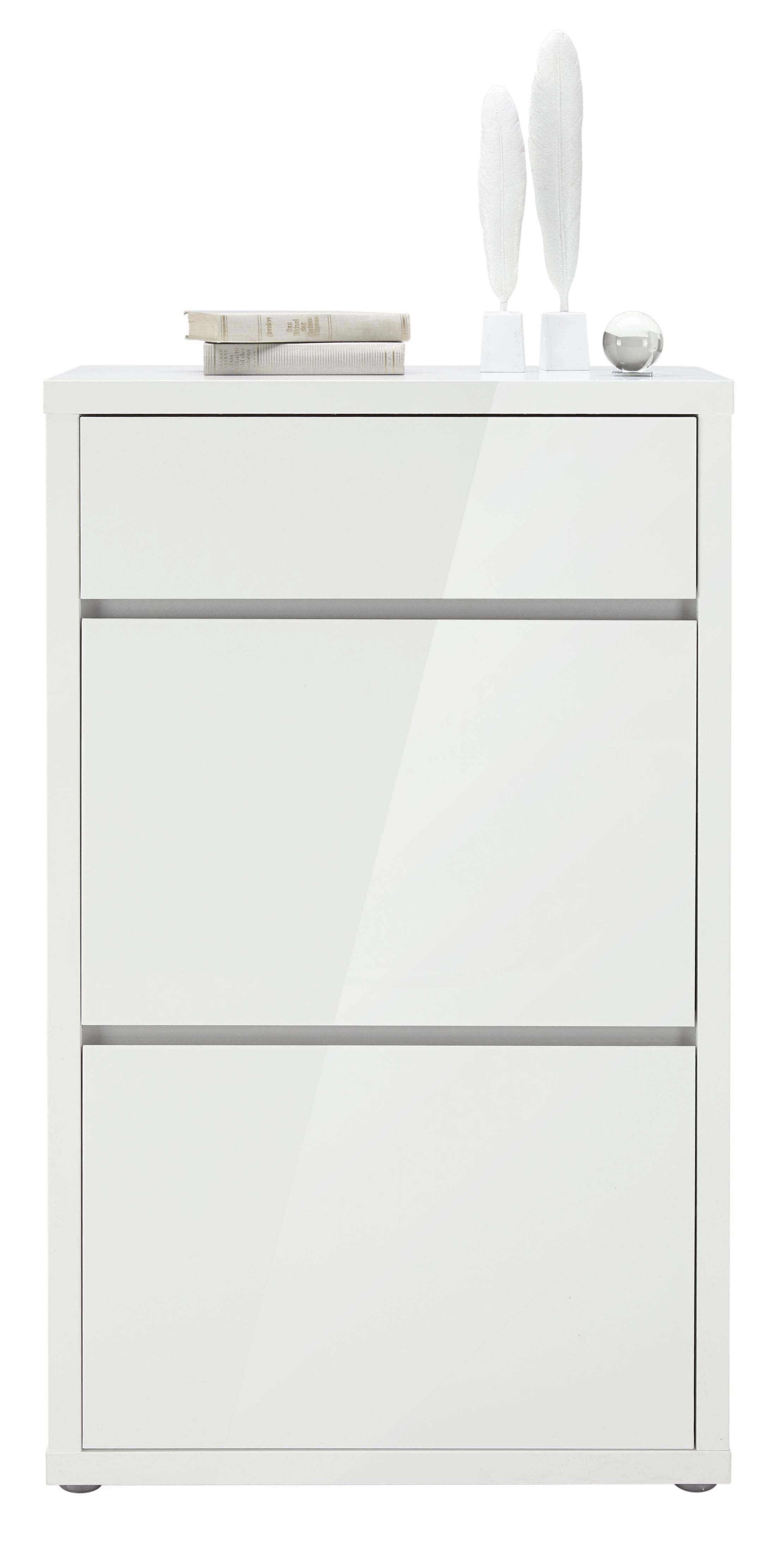 Schuhschrank in Weiß Hochglanz - Weiß, MODERN, Holzwerkstoff (64/105,2/36cm) - Mömax modern living