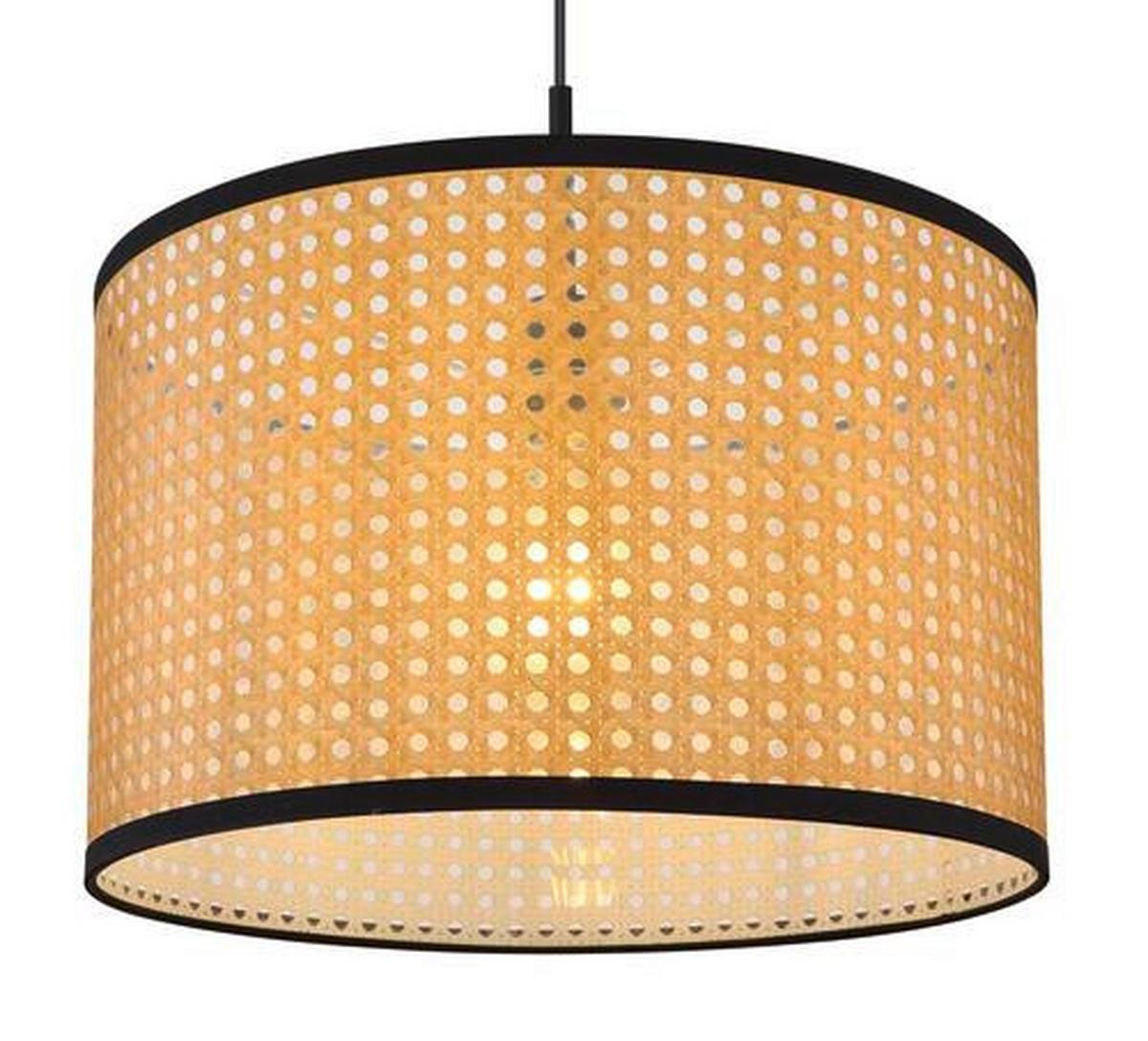 Viseča Svetilka 15426h1 Grizzana - črna/naravne barve, Natur, kovina/umetna masa (45/140cm) - Globo