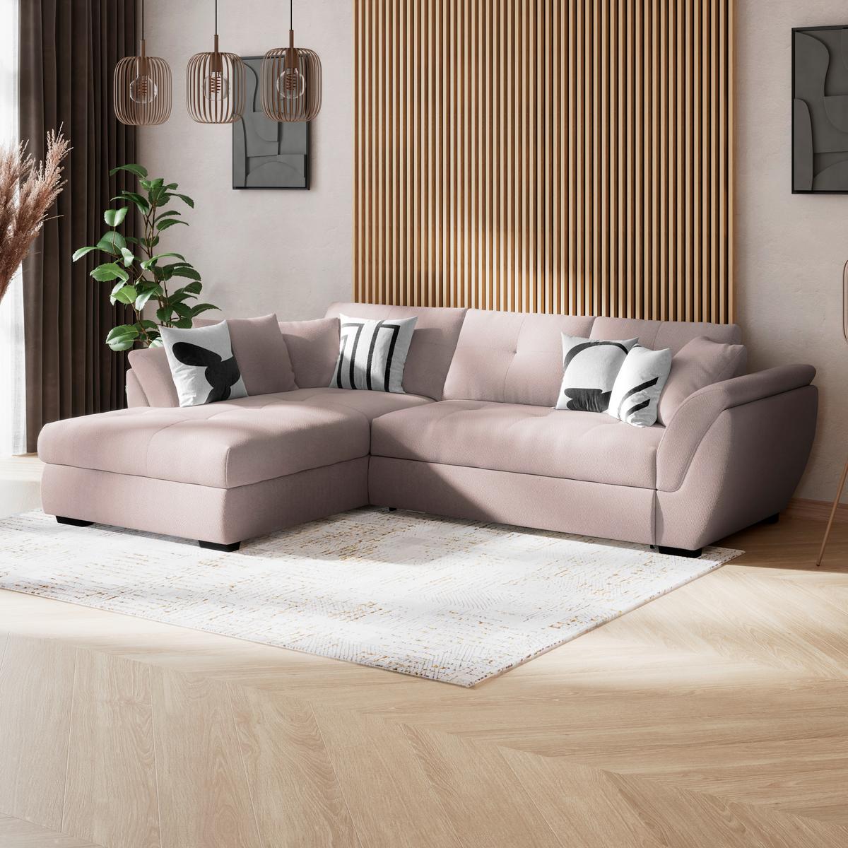 Kutna Garnitura Berisso - crna/sivo-bež, Konvencionalno, tekstil/plastika (187/278cm) - Ondega