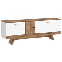 Comodă TV ORETA - alb/culoare lemn stejar, Modern, material pe bază de lemn (162/61,4/45cm) - Modern Living