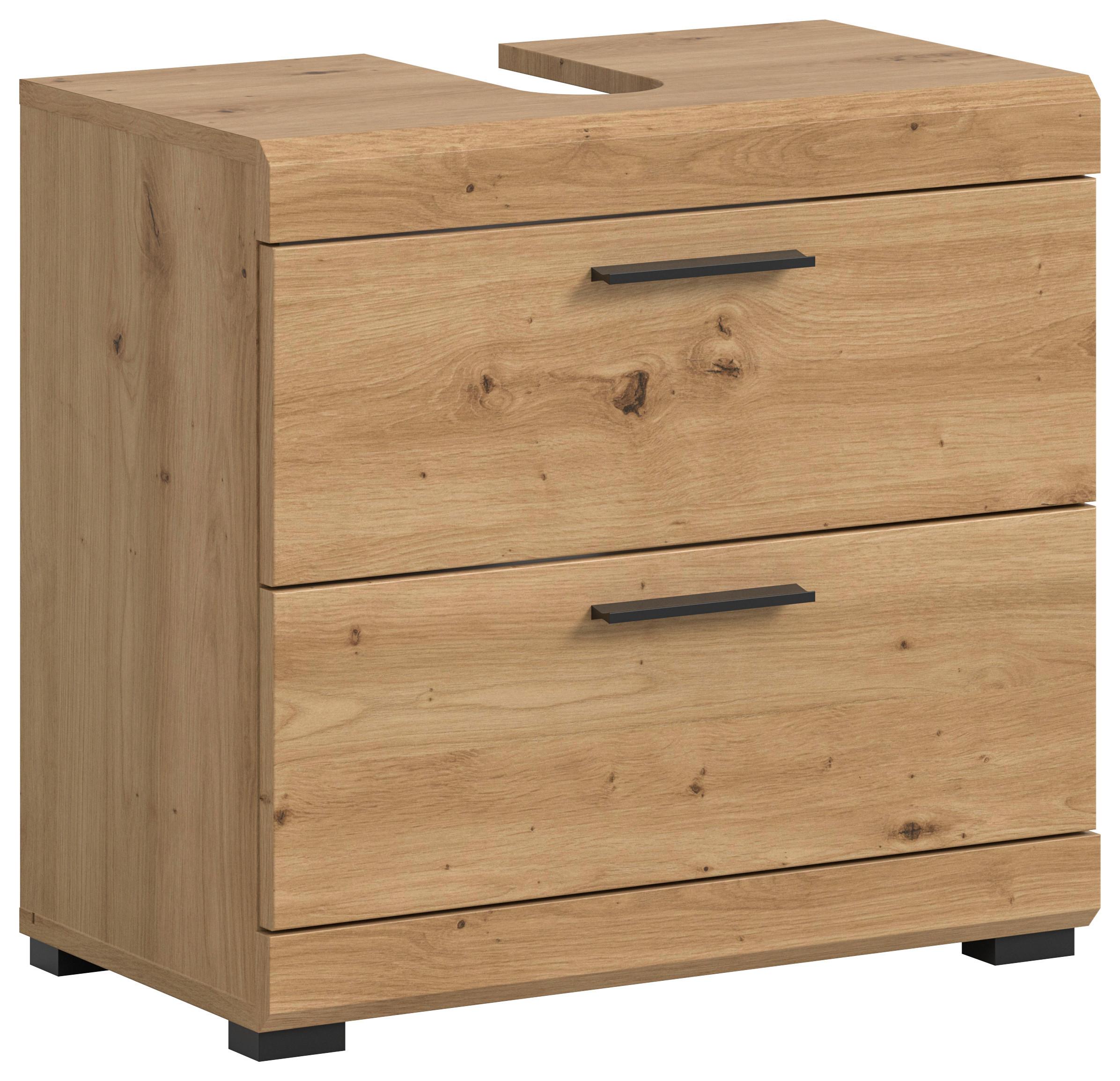 Waschbeckenunterschrank Scout Eiche Artisan - Schwarz/Eiche Artisan, Trend, Holzwerkstoff/Kunststoff (60/56/34cm) - MID.YOU