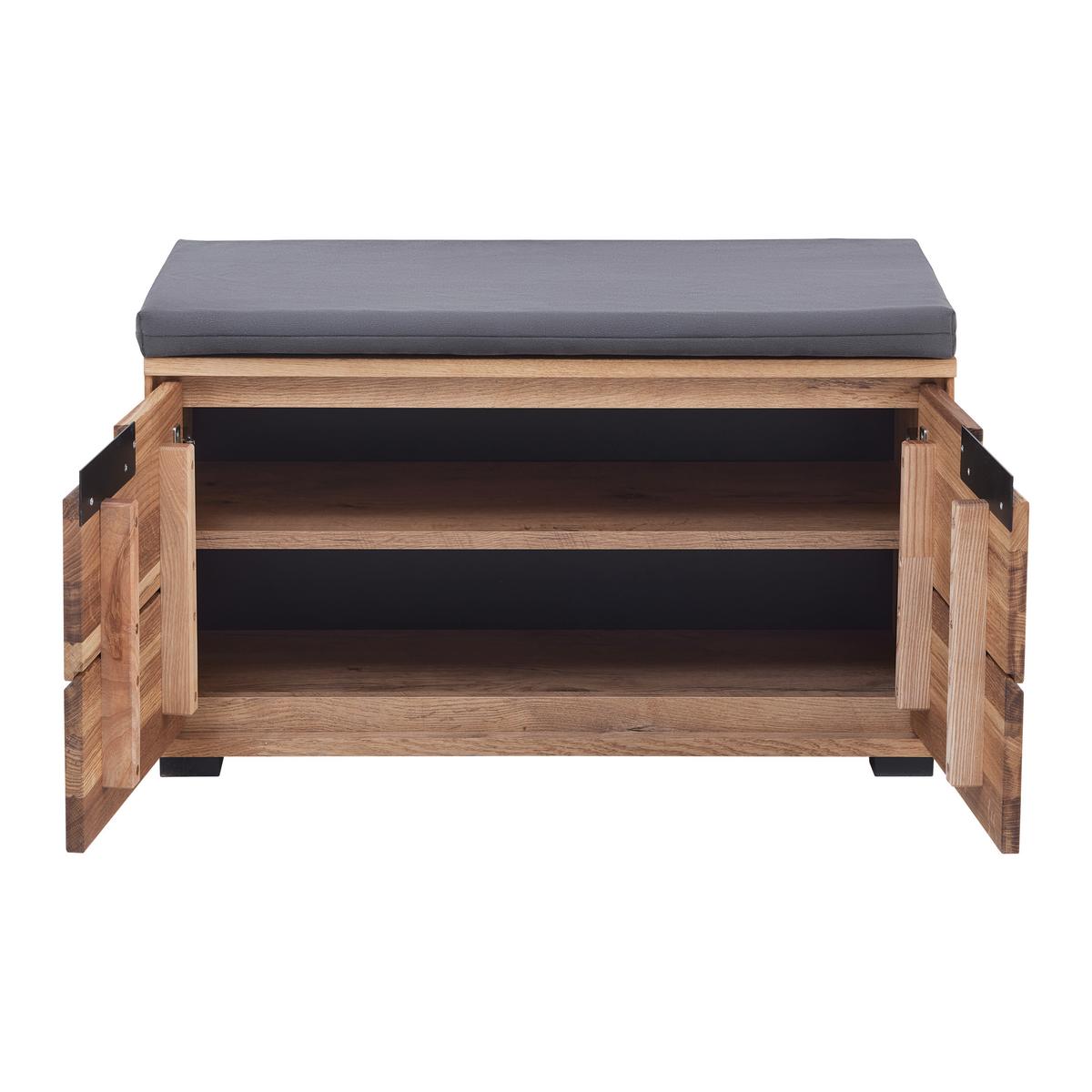 Garderobenbank Lola in Wildeiche - Wildeiche/Schwarz, LIFESTYLE, Holz/Holzwerkstoff (80/47/40cm) - ecoTree