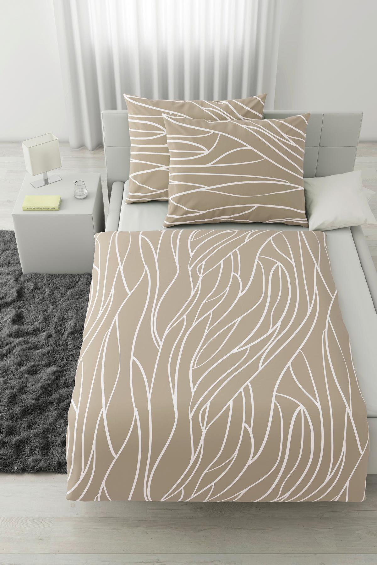 Ágyneműhuzat-garnitúra Juliane Xxl - világosbarna, Konventionell, textil (200/220cm) - Mömax
