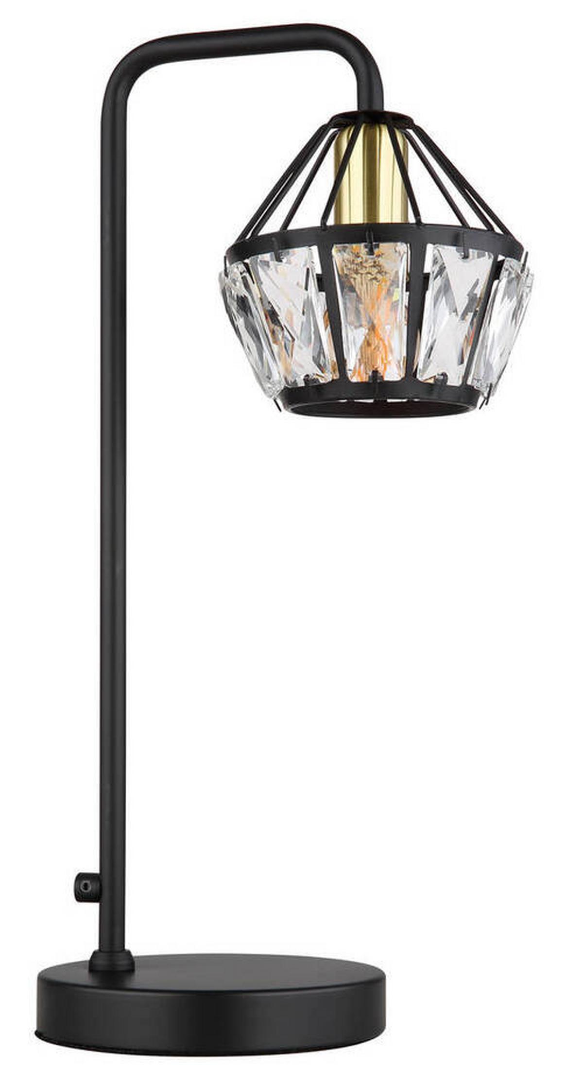 Tischleuchte Lois Schwarz/Messing max. 40 Watt - Klar/Messingfarben, KONVENTIONELL, Glas/Kunststoff (21,5/12,5/43cm) - Globo
