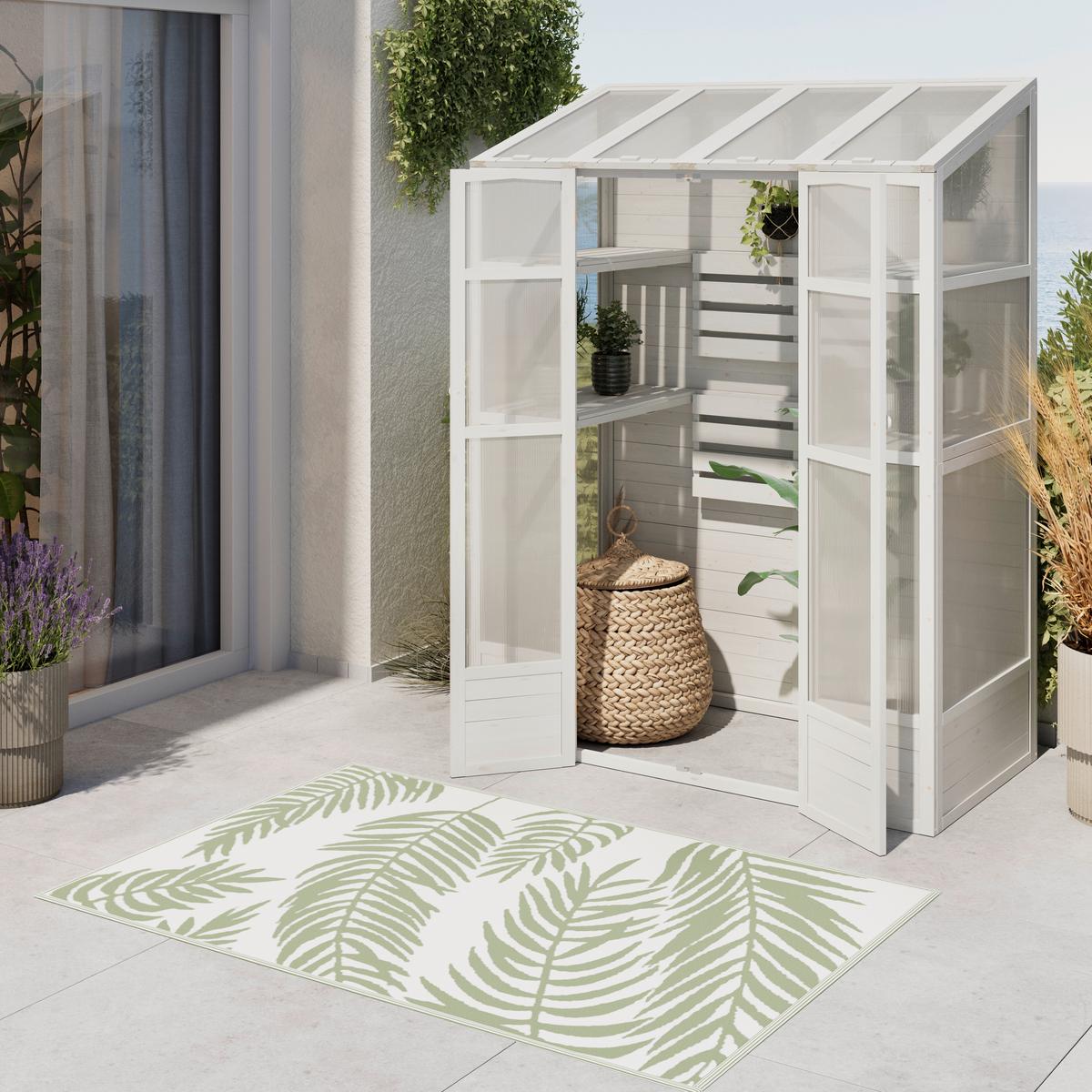 Gartenschrank Erin Weiß Echtholz/Kunststoff - Weiß, MODERN, Holz/Kunststoff (147/195/74cm) - Bessagi Garden