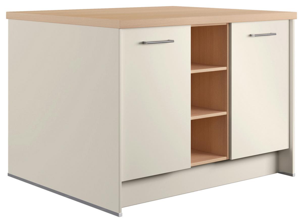 Kücheninsel IP1200 o. Geräte Magnolie - Edelstahlfarben/Eichefarben, Basics, Holzwerkstoff/Metall (123,4/91,8/96,6cm) - Impuls
