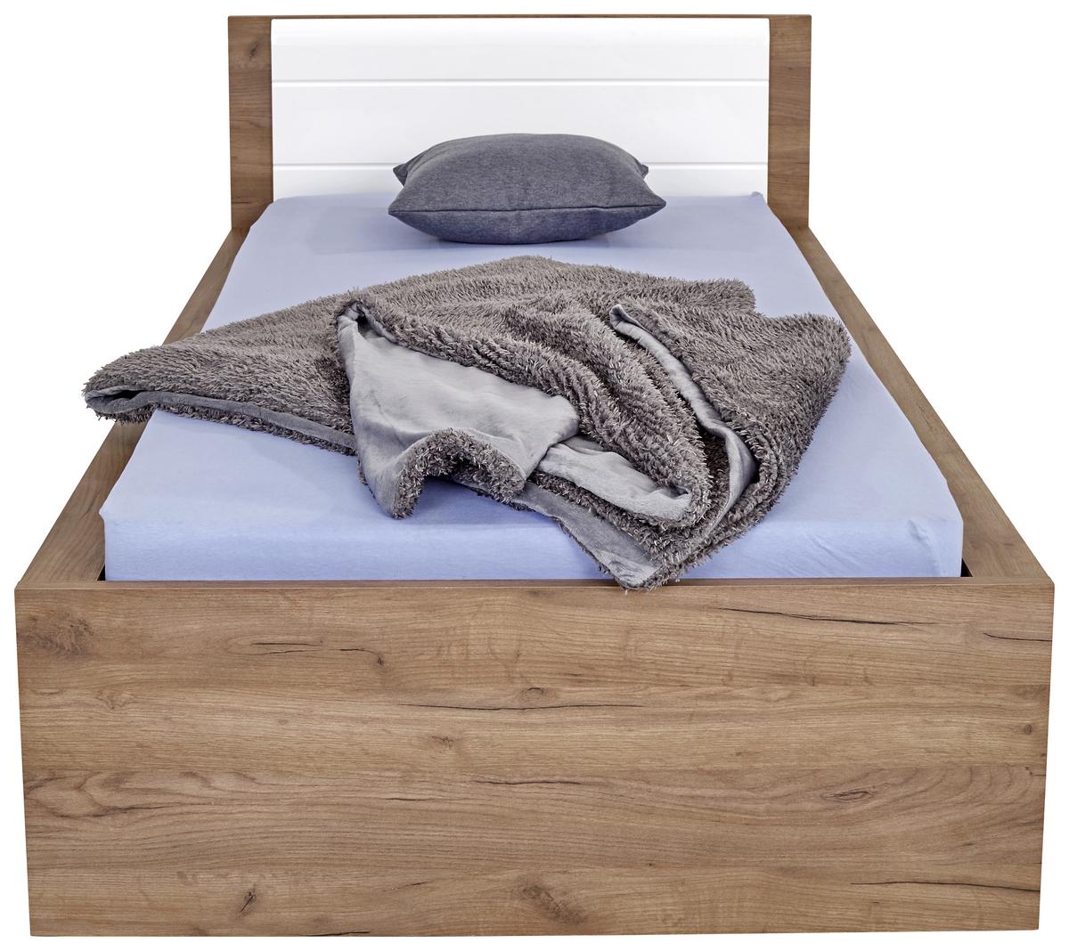 Krevet Avensis - bijela/boje hrasta, Konvencionalno, drvni materijal/drvo (90/200cm) - Modern Living