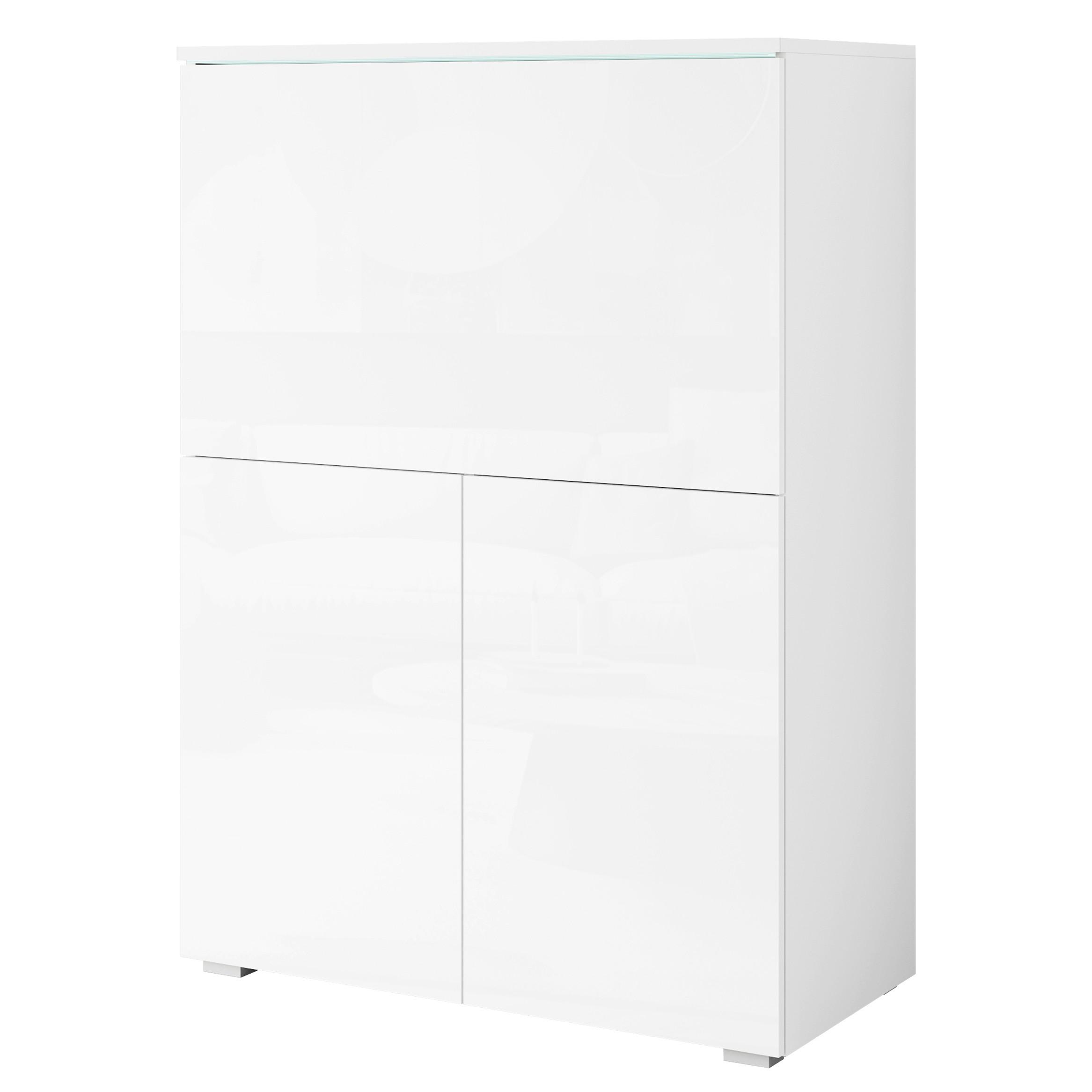Sekretär Vera 90 - Weiss Hochglanz/Weiss, Design, Holzwerkstoff/Kunststoff (90/125,1/42cm) - P & B